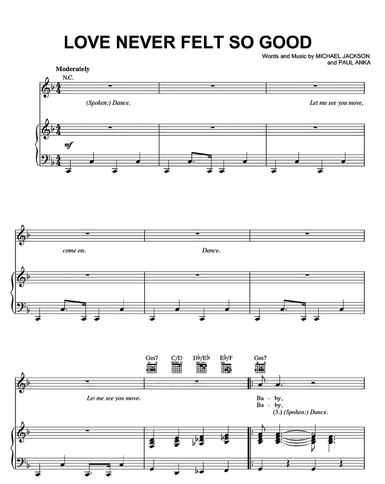 Love Never Felt So Good sheet music