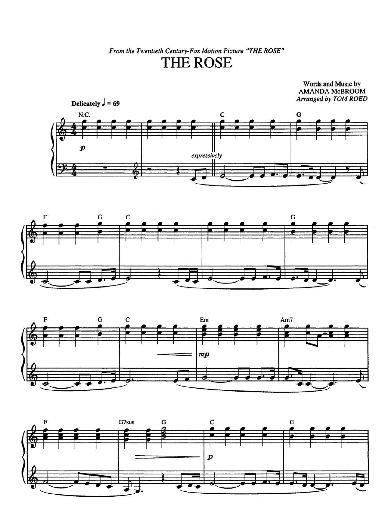 The Rose sheet music