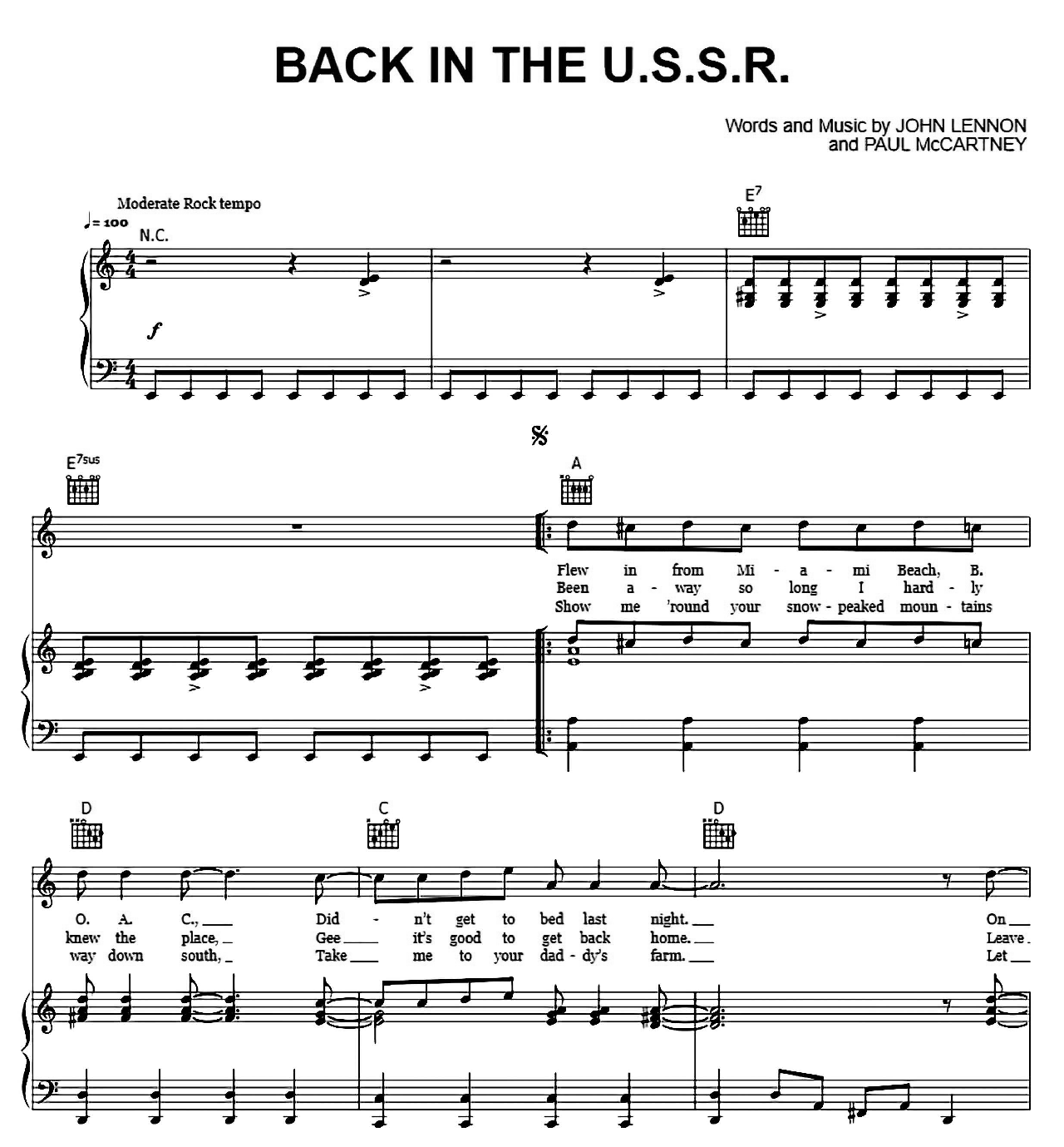 Back In The U.S.S.R. sheet music