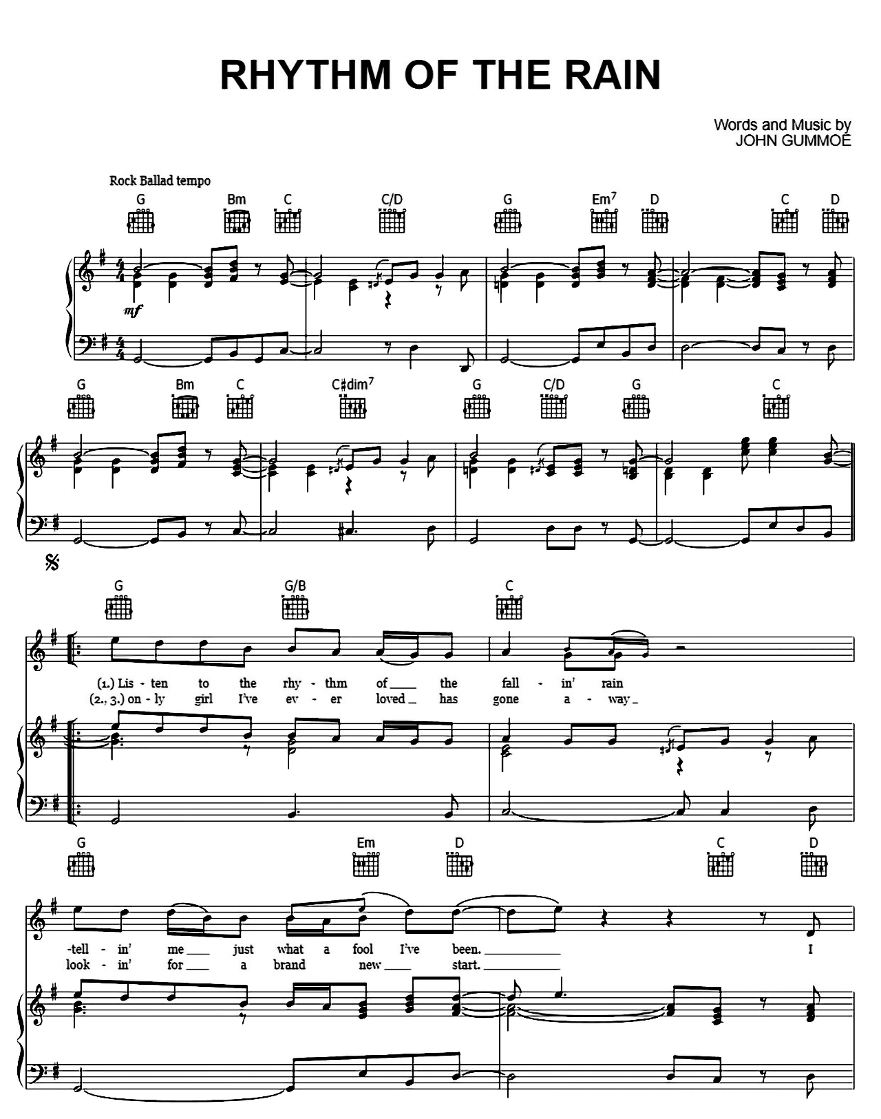 Rhythm Of The Rain sheet music