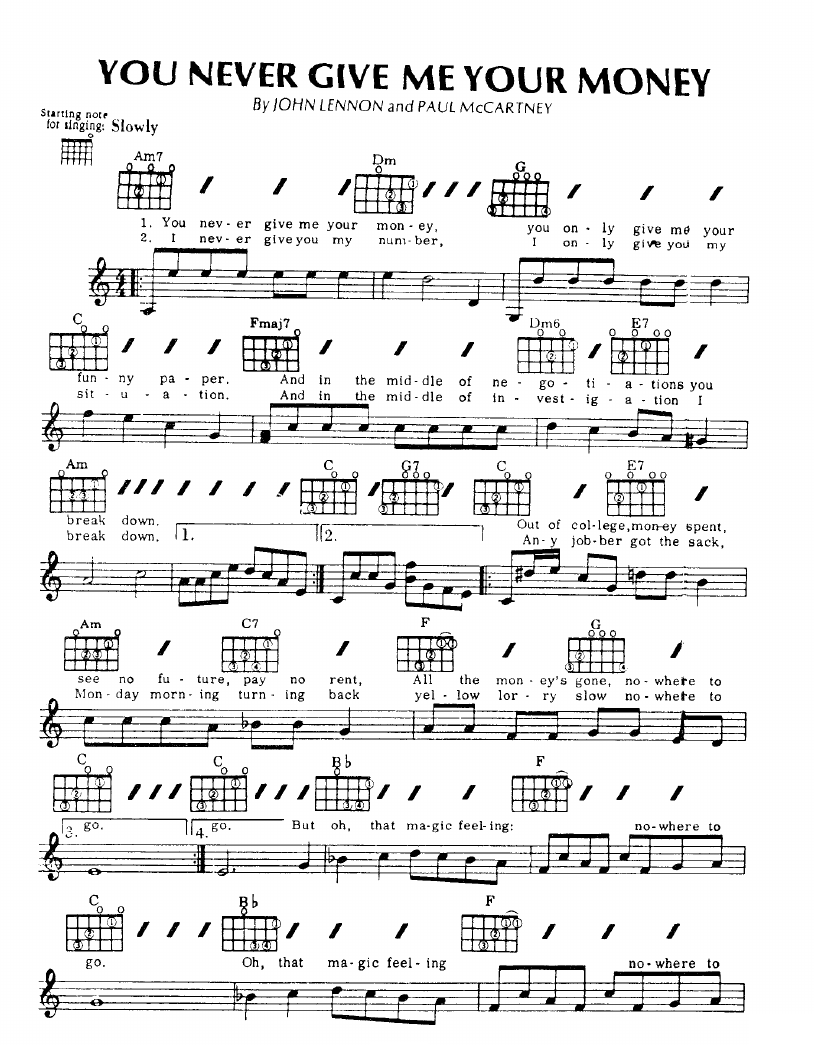 You Never Give Me Your Money sheet music