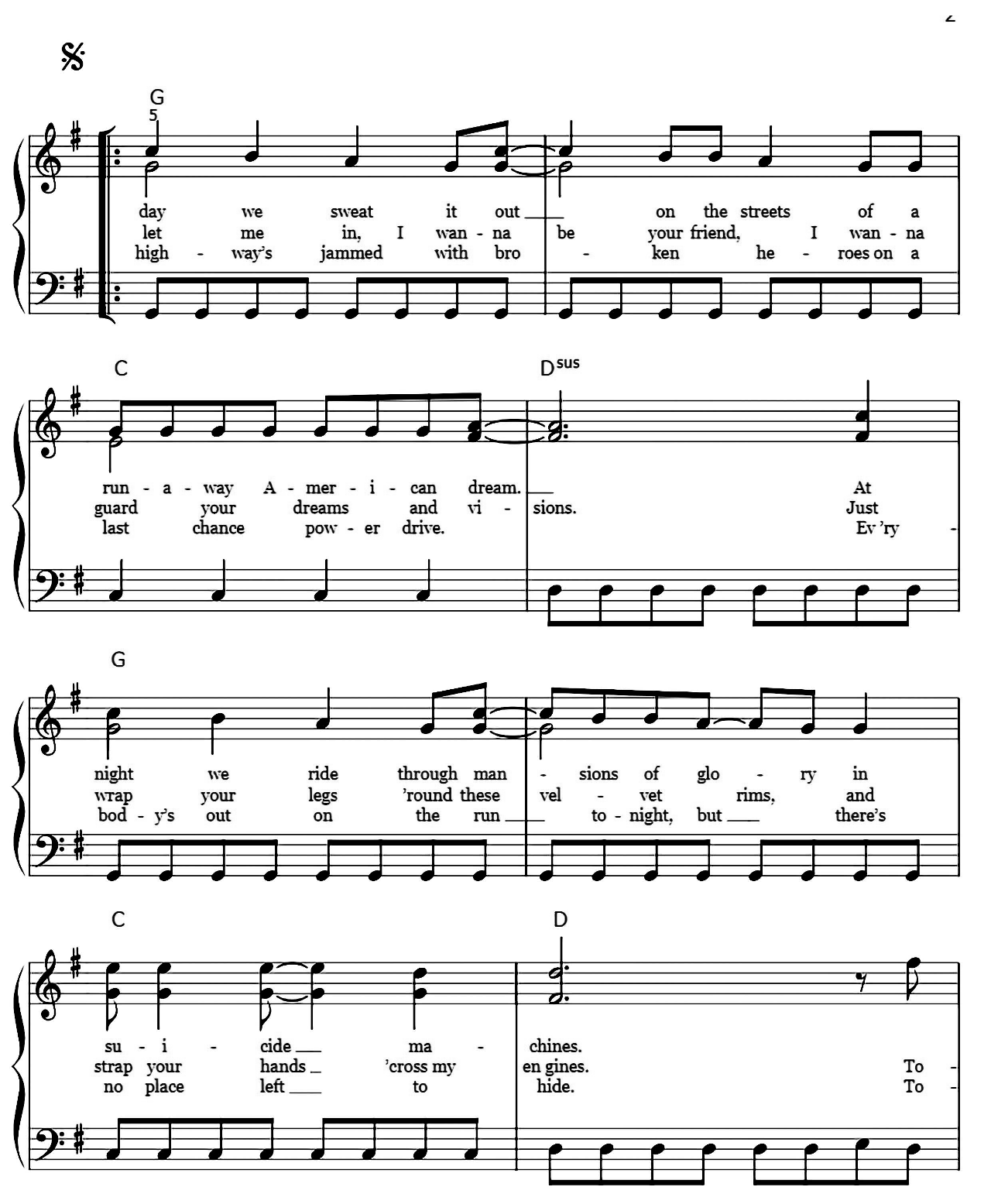 Born To Run sheet music 2