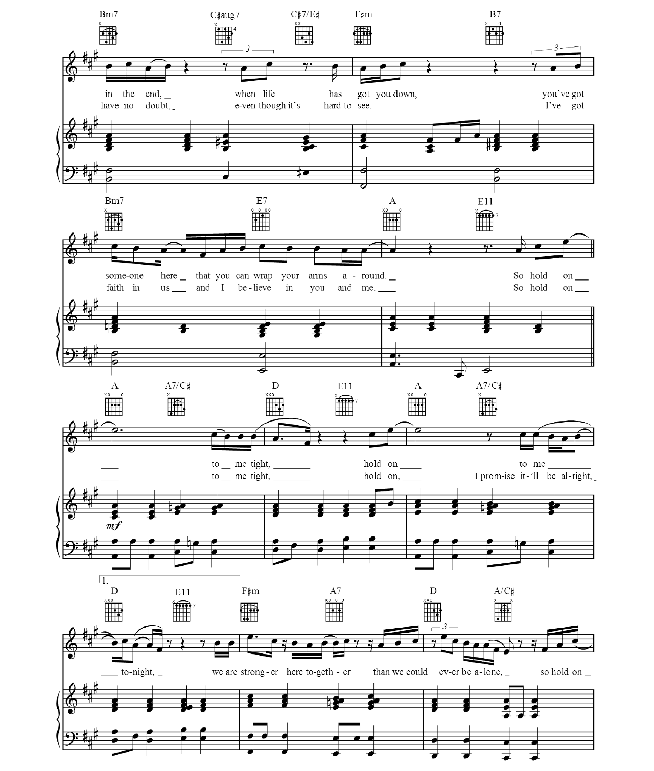 Hold On sheet music 2