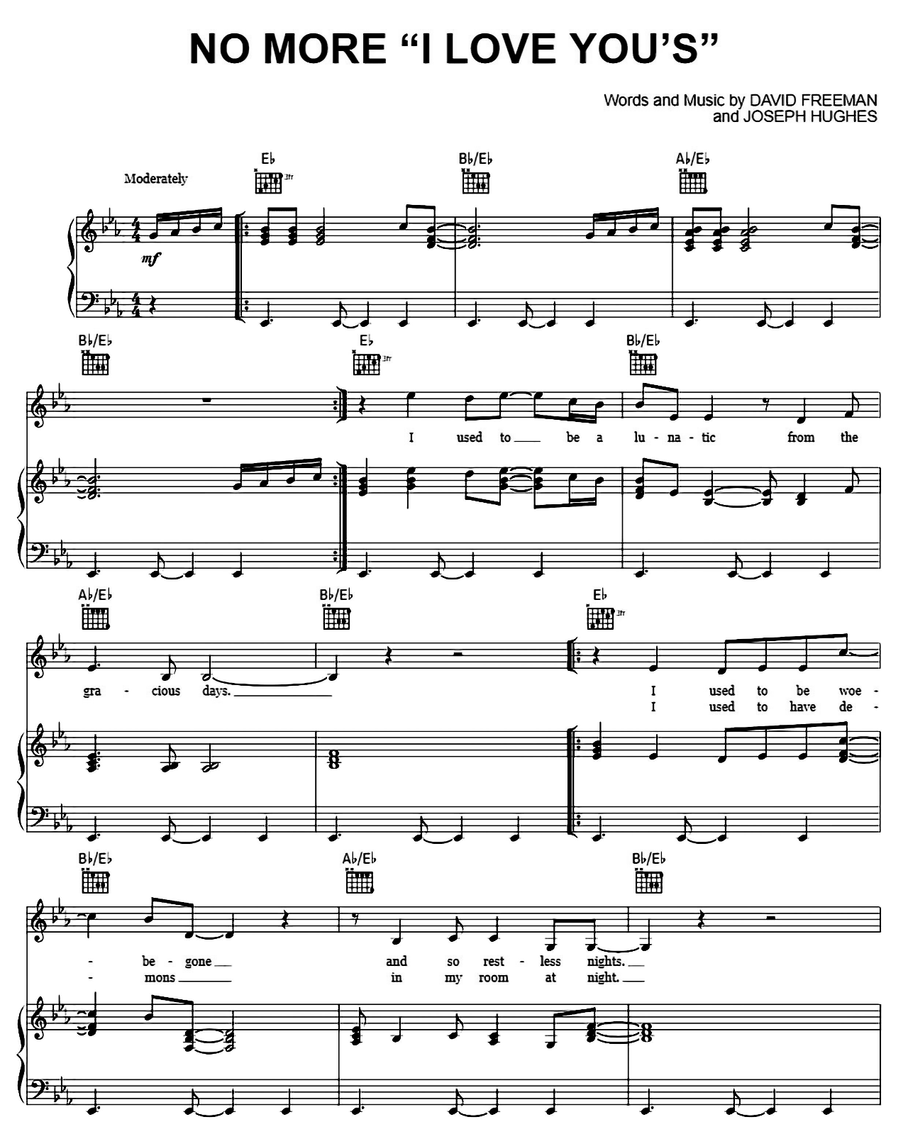 No More I Love You's sheet music