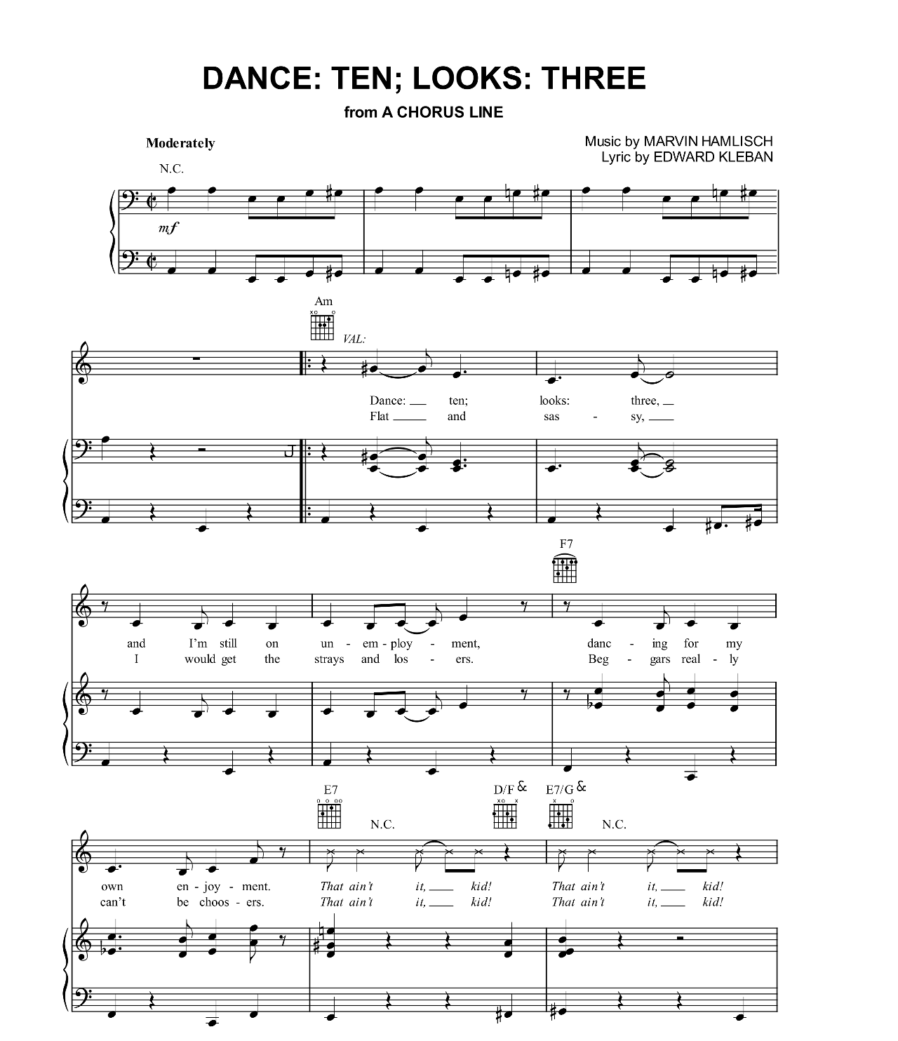 Dance Ten Looks Three (from A Chorus Line) sheet music