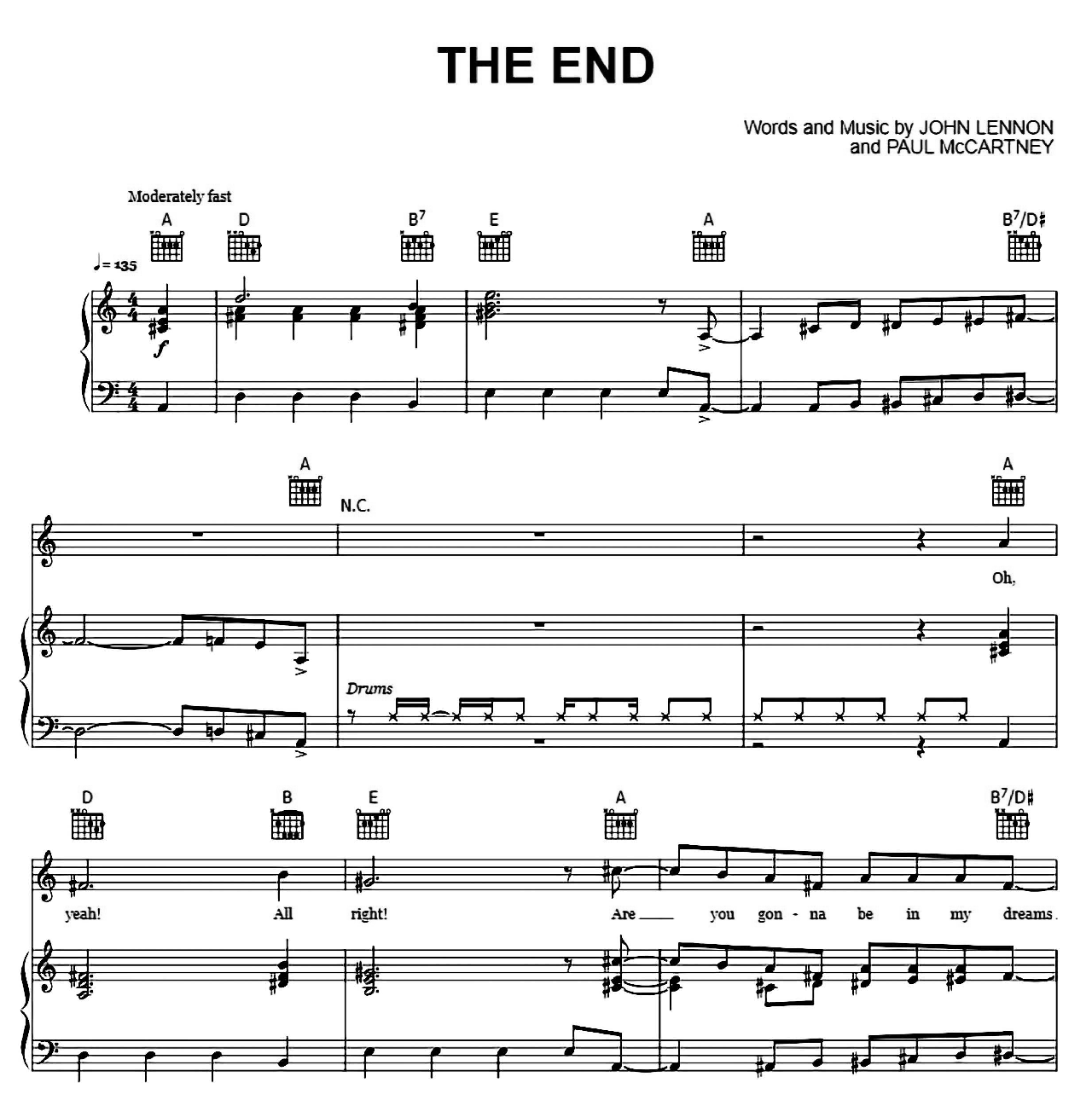 The End sheet music