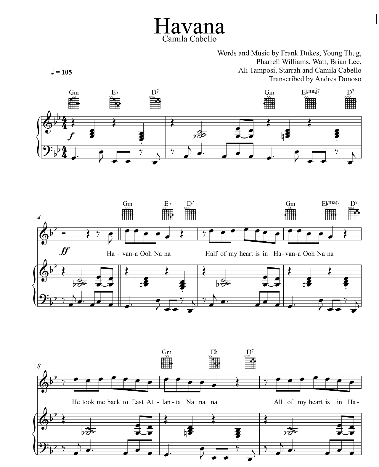 Havana sheet music