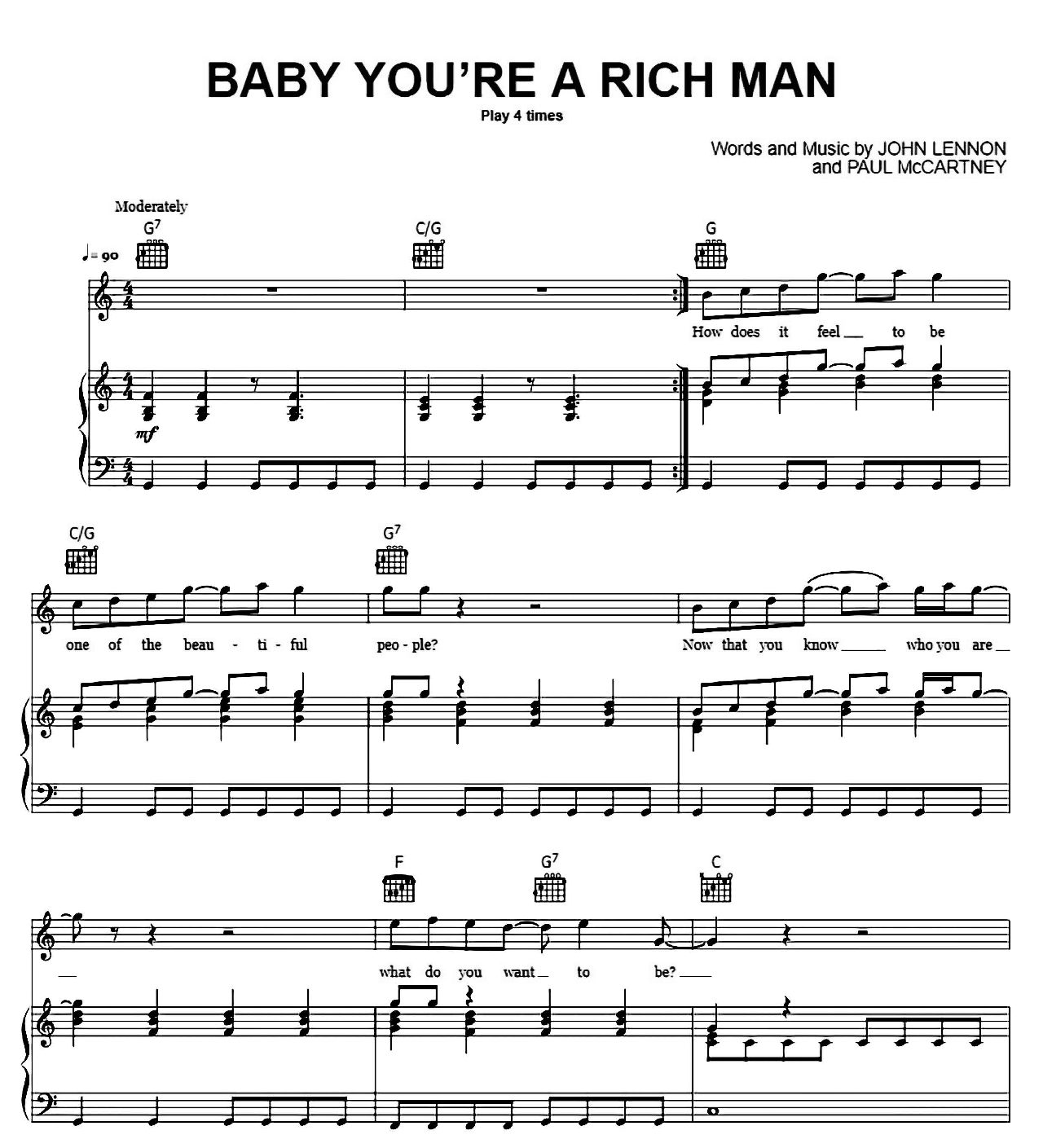 Baby You're A Rich Man sheet music