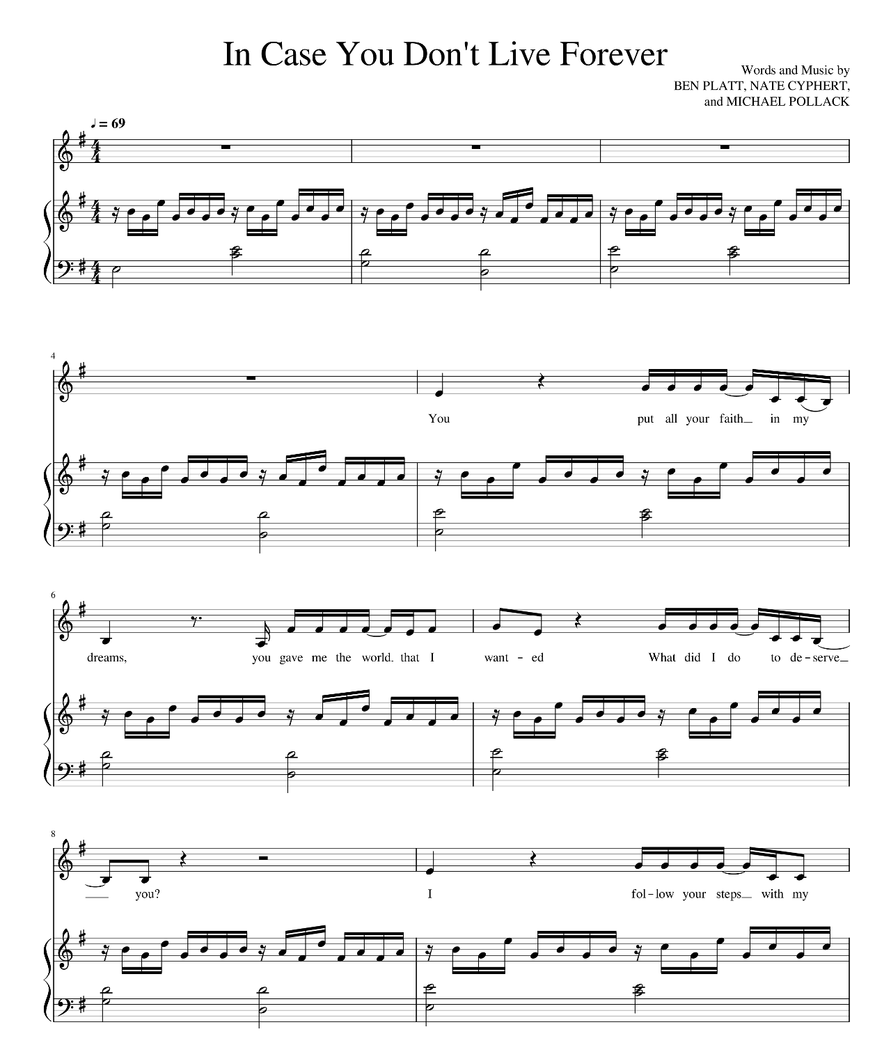 In Case You Don't Live Forever sheet music