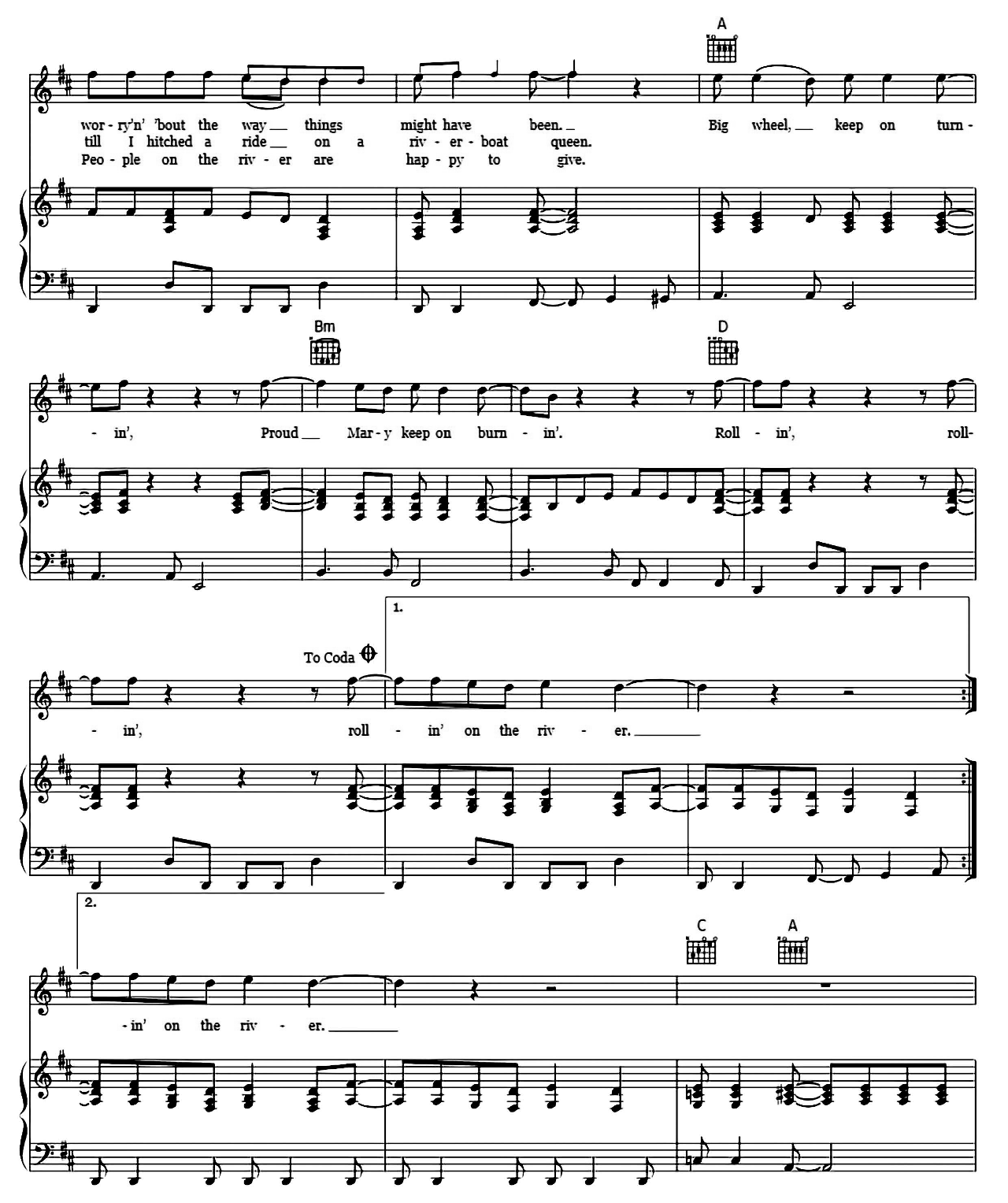 Proud Mary sheet music 2