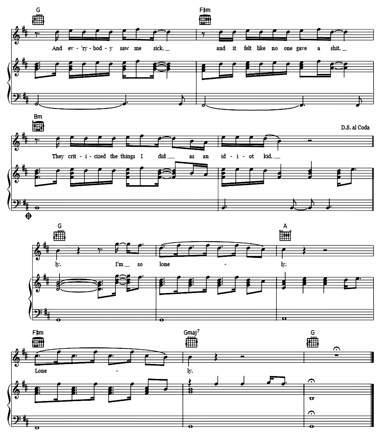 Lonely sheet music 4