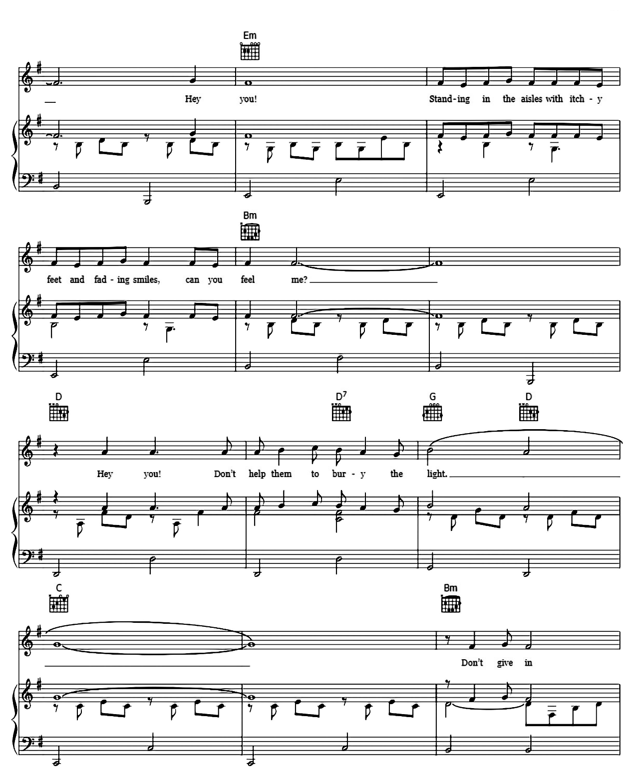 Hey You sheet music 2