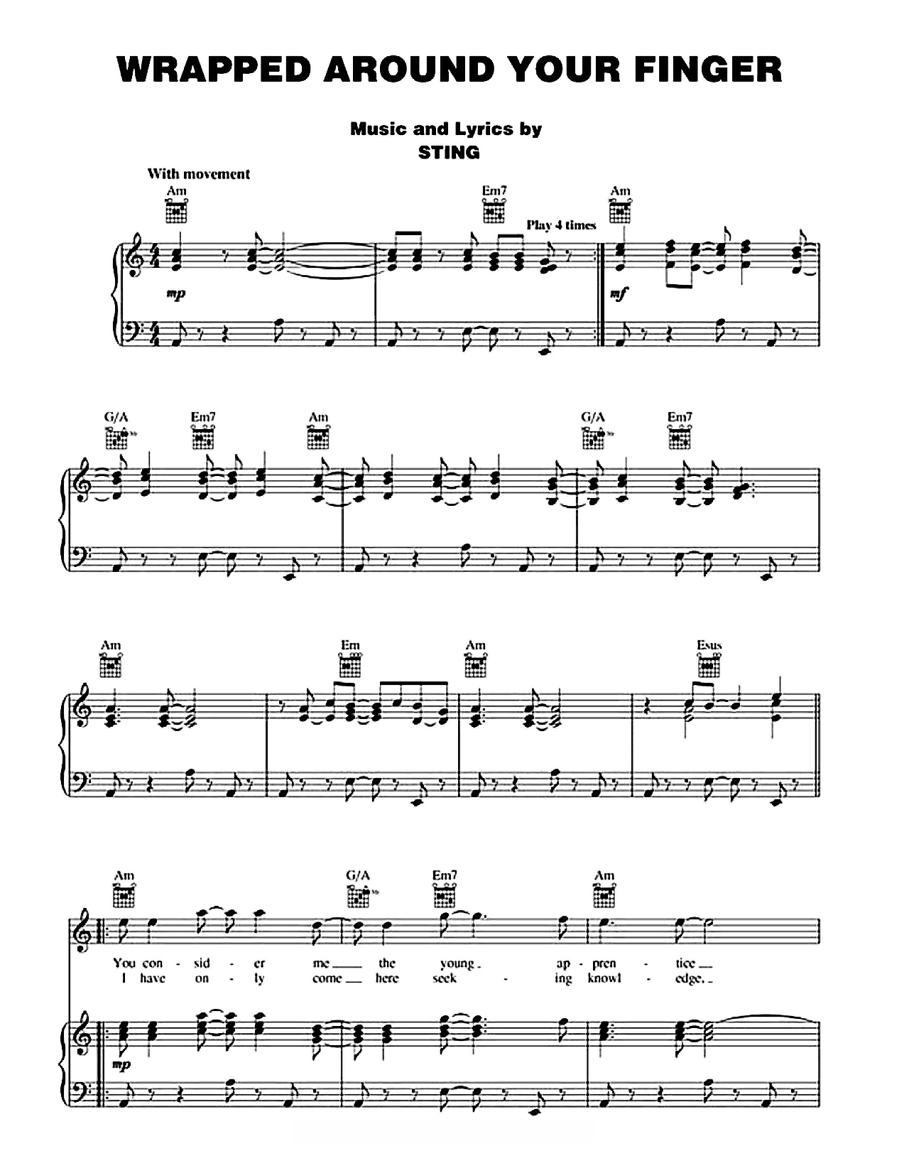 Wrapped Around Your Finger sheet music