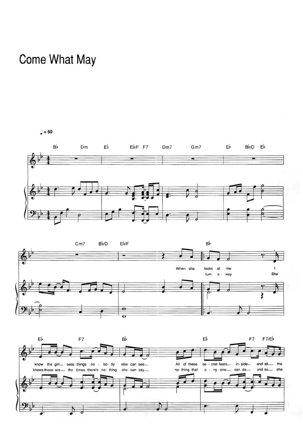Come What May sheet music