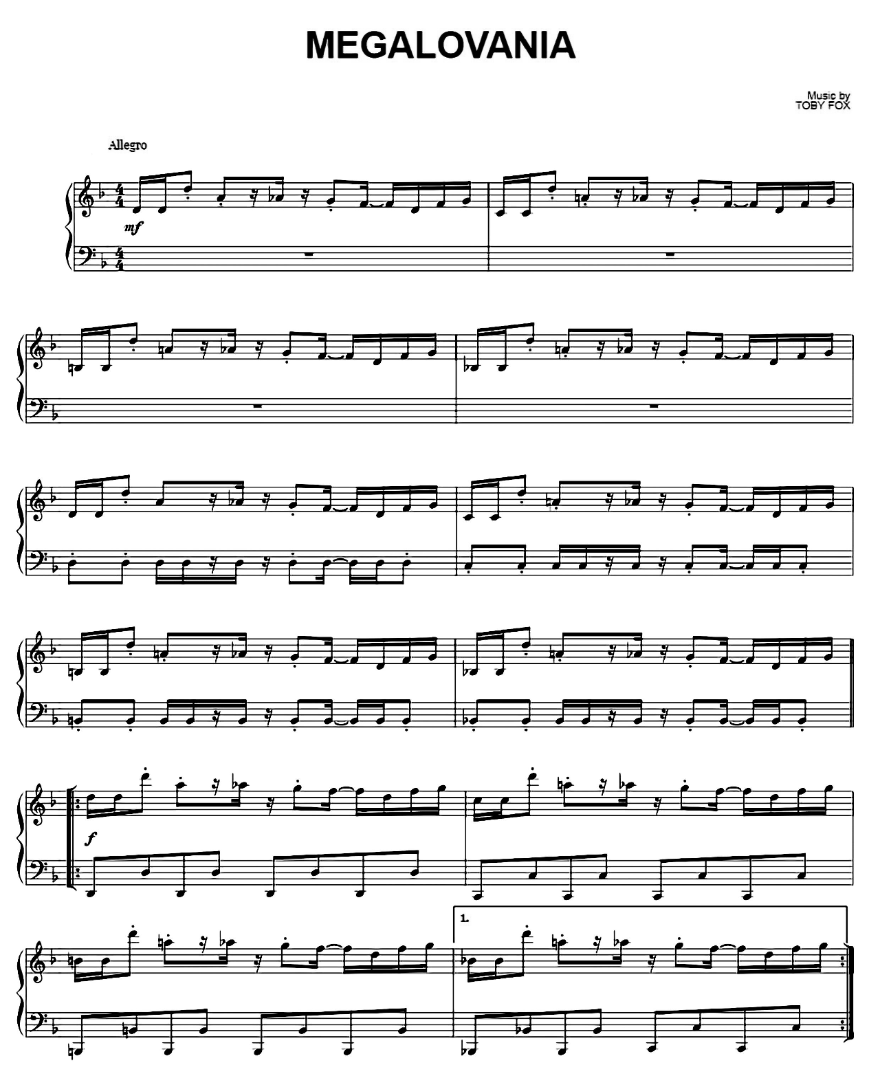 Megalovania sheet music