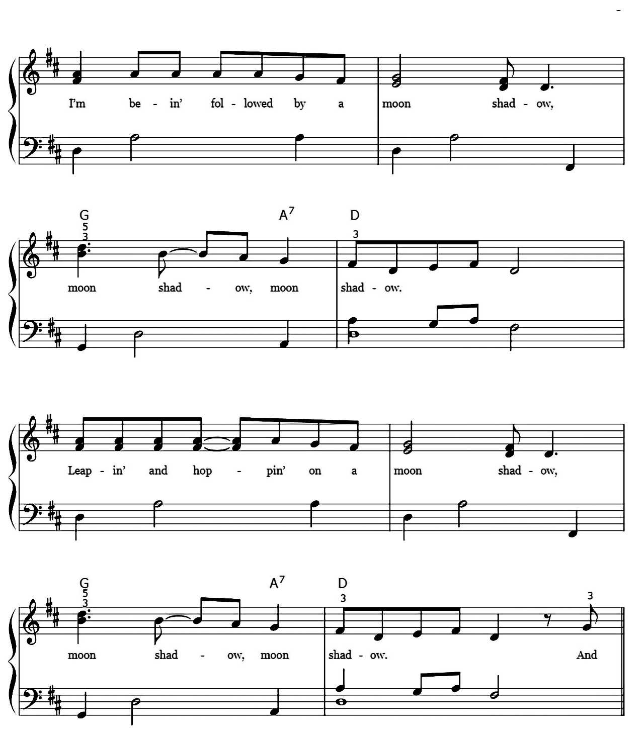 Moon Shadow sheet music 3