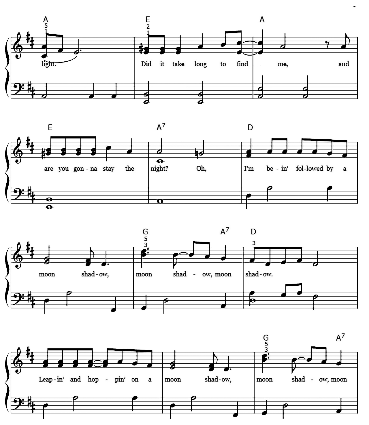 Moon Shadow sheet music 6