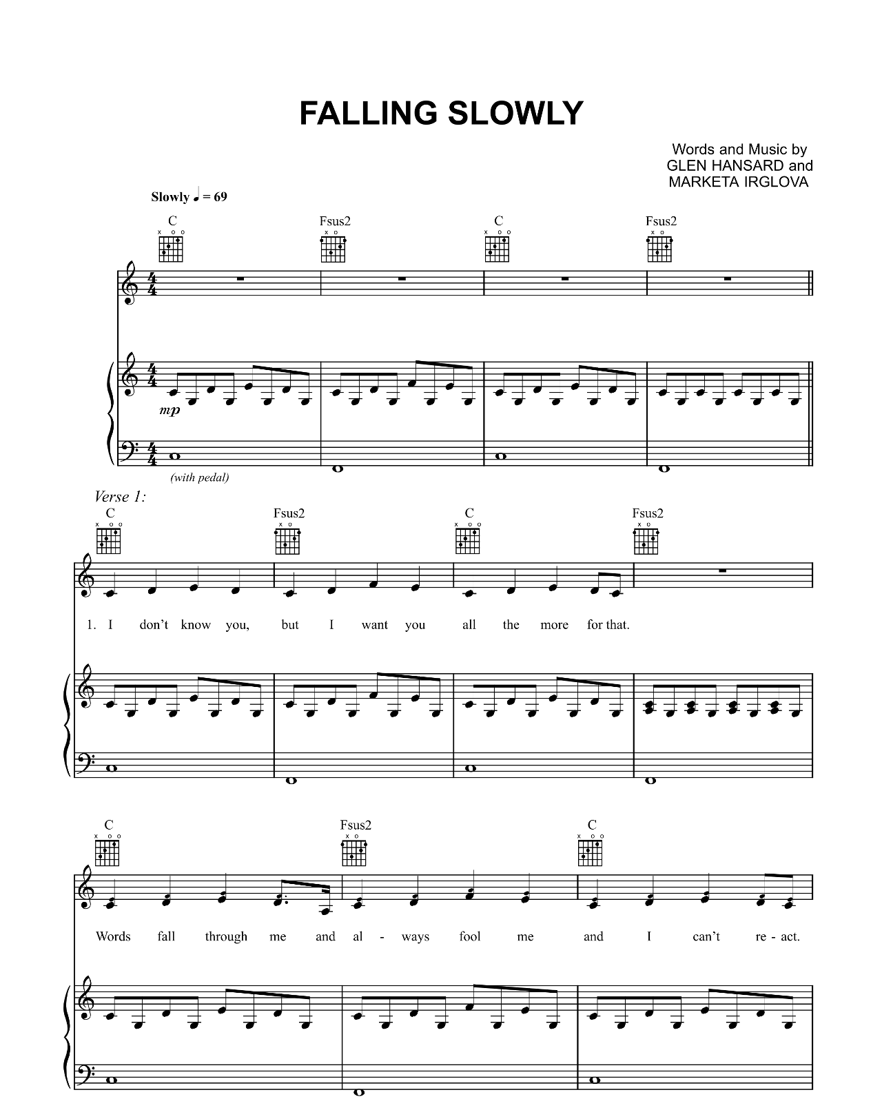 Falling Slowly (from Once) sheet music