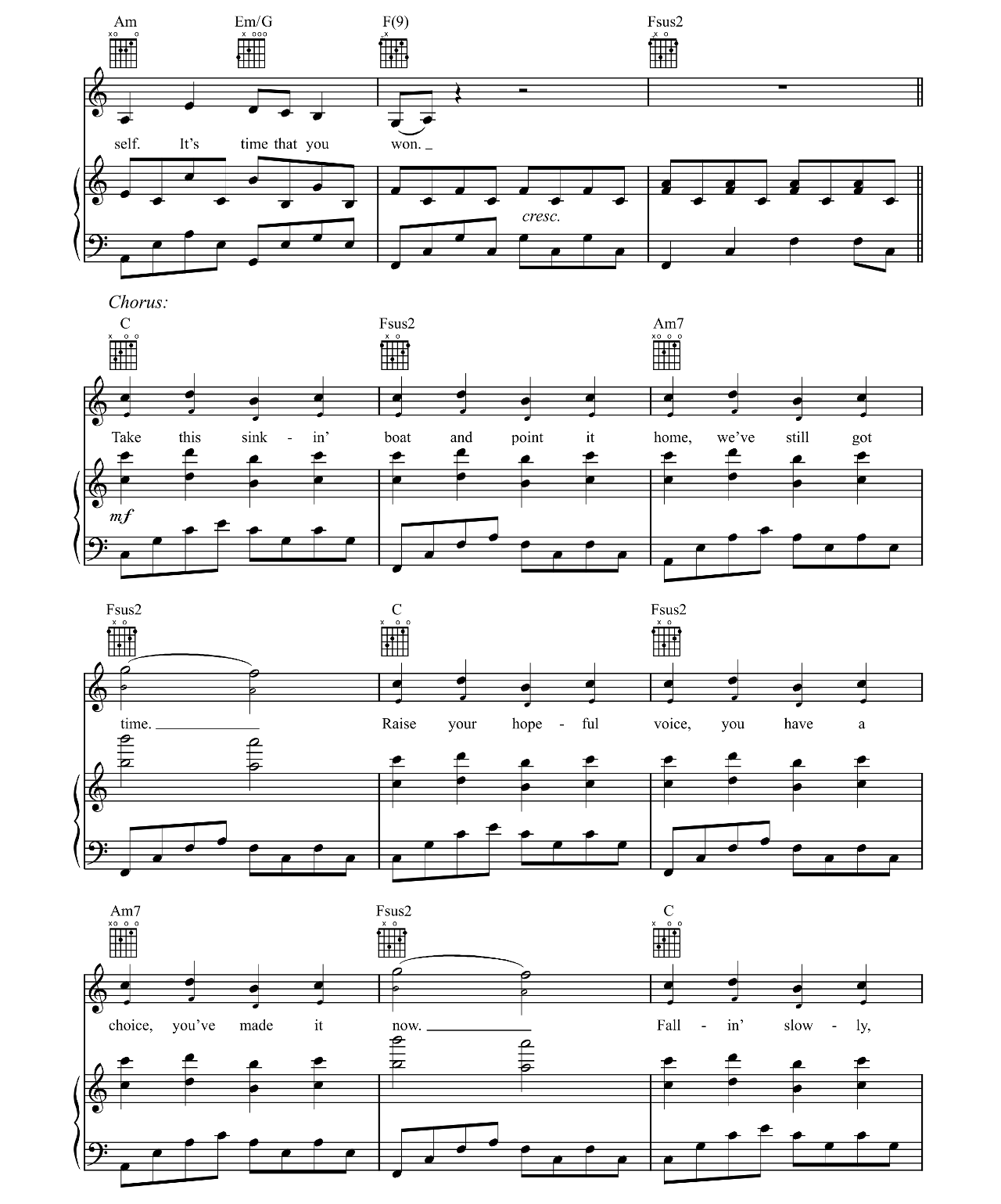 Falling Slowly (from Once) sheet music 4