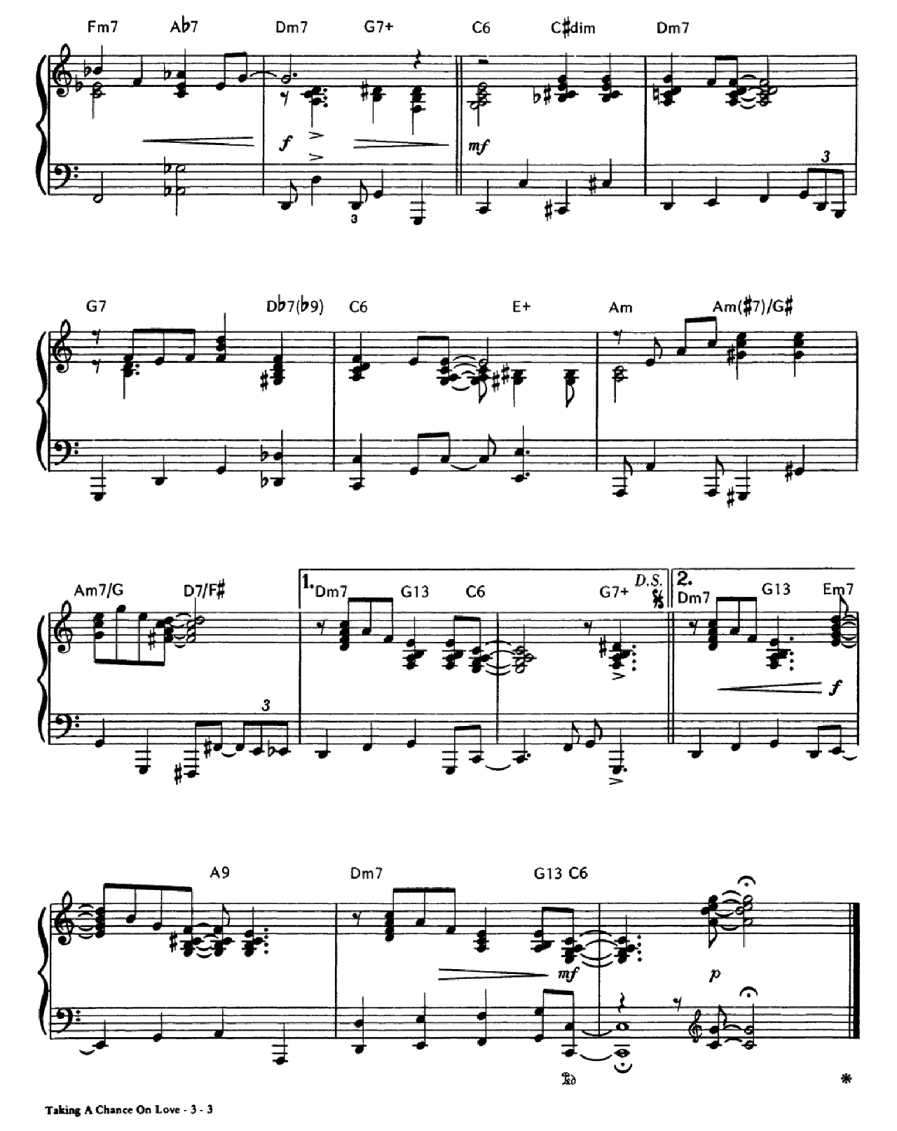 Taking A Chance On Love sheet music 3