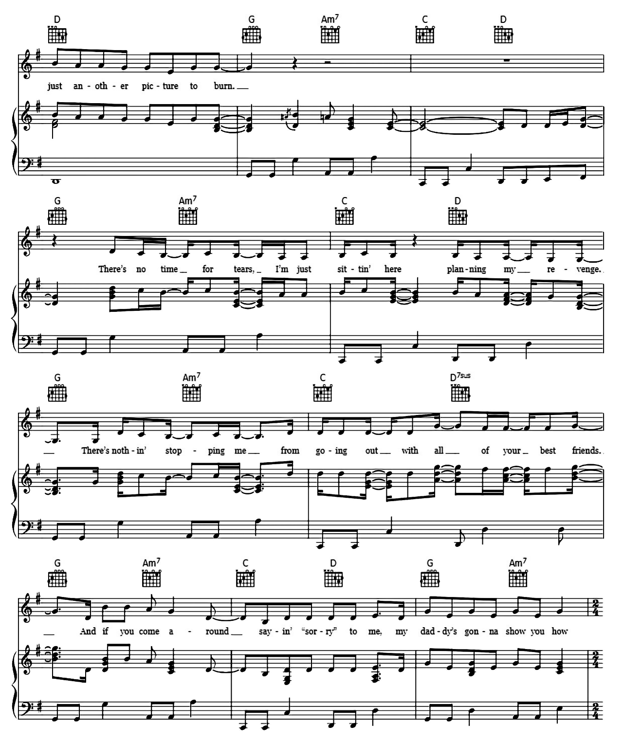 Picture To Burn sheet music 3