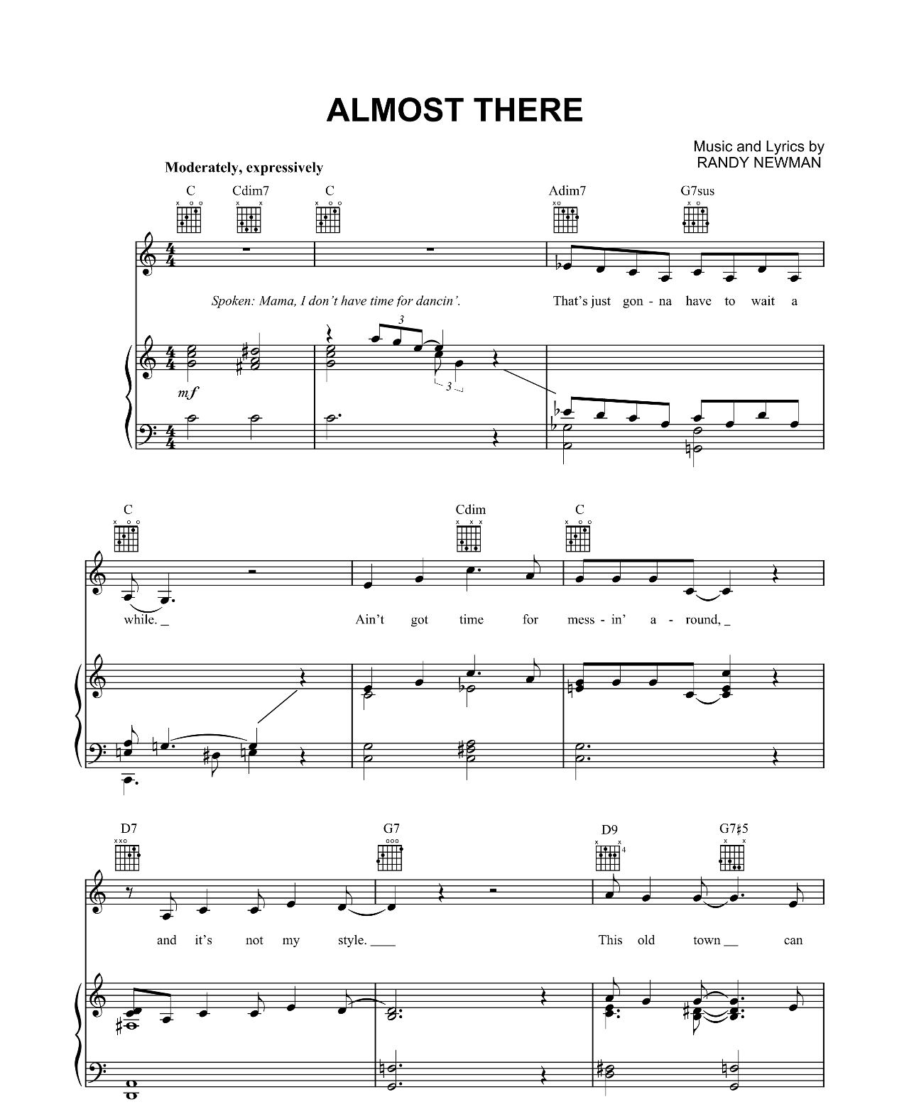 Almost There (from The Princess And The Frog) sheet music
