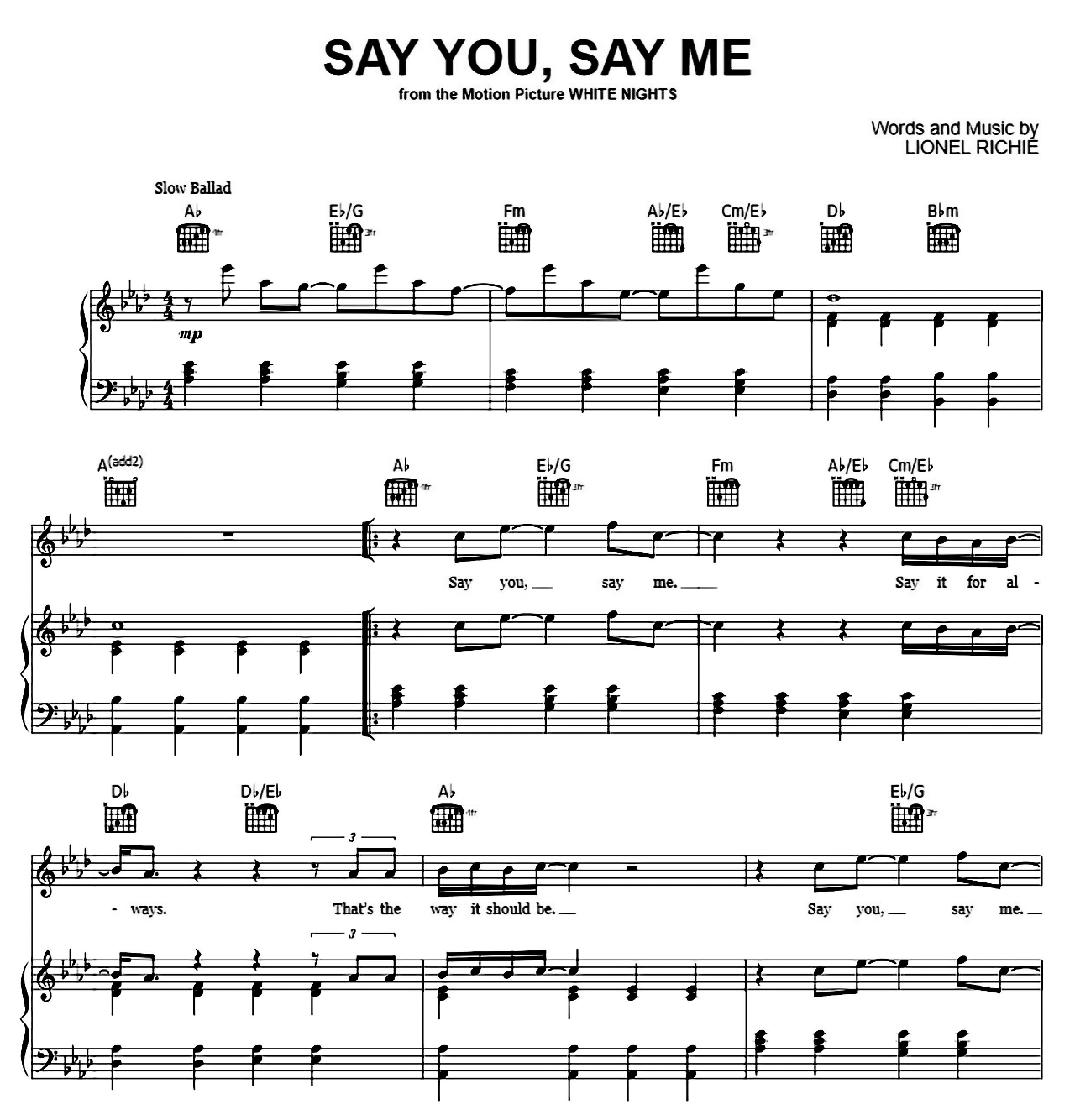 Say You Say Me sheet music