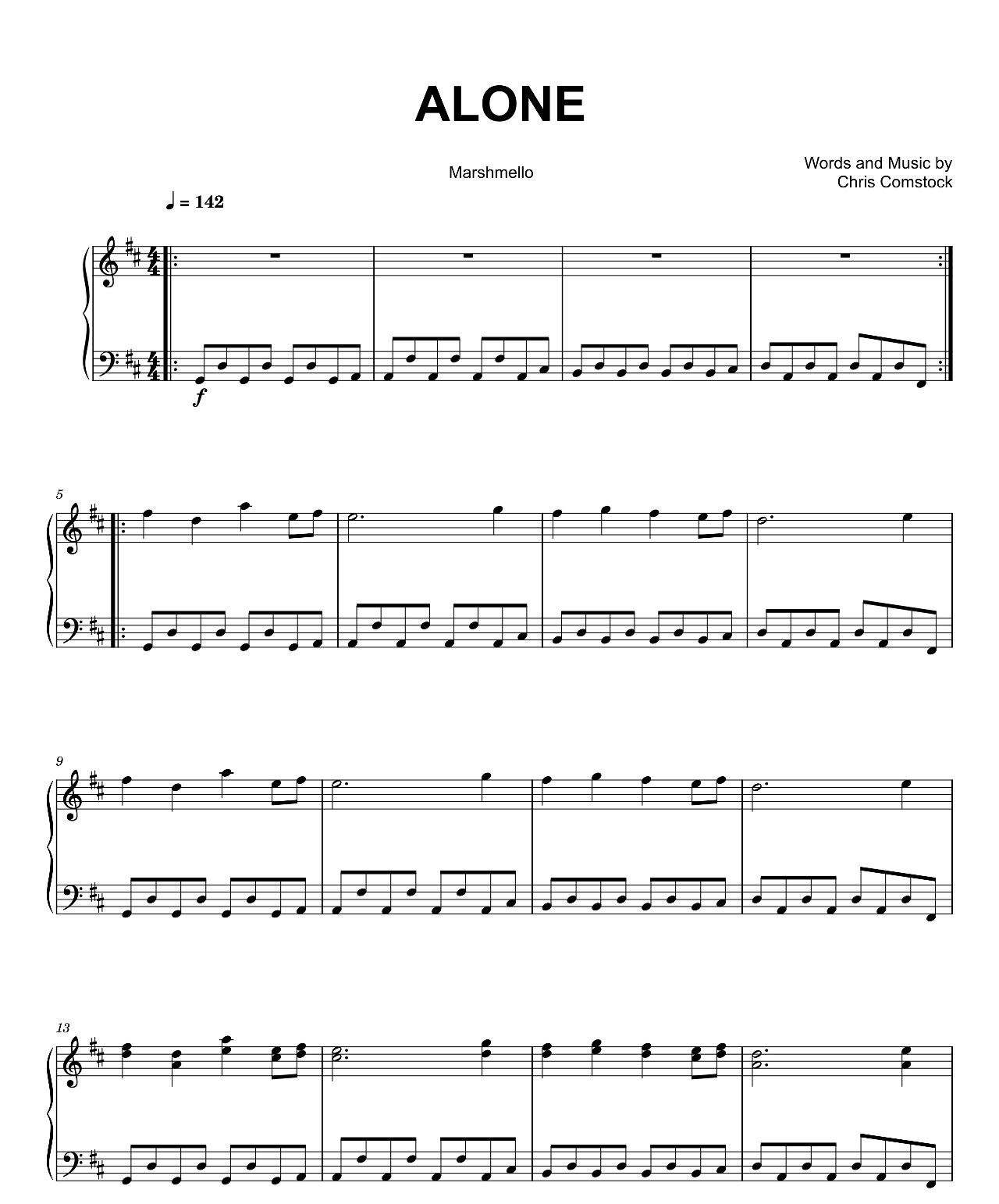 Alone sheet music