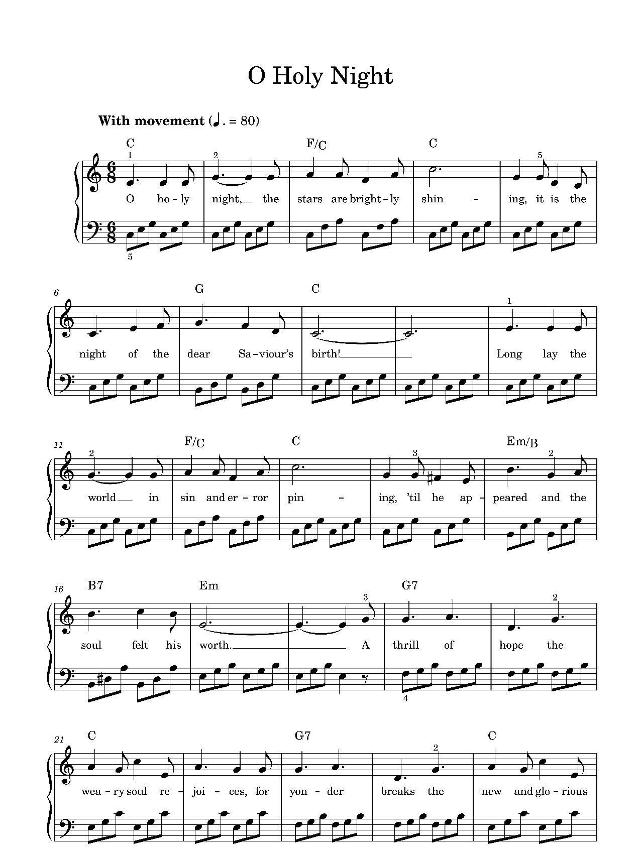 O Holy Night (Easy Piano) sheet music