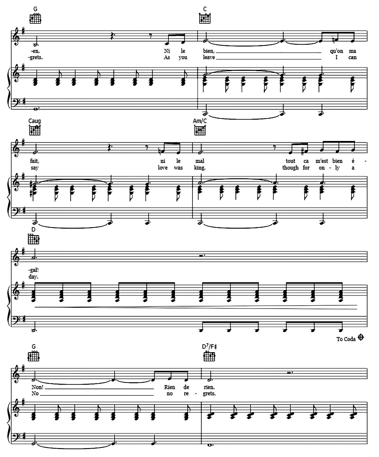 Non Je Ne Regrette Rien sheet music 2