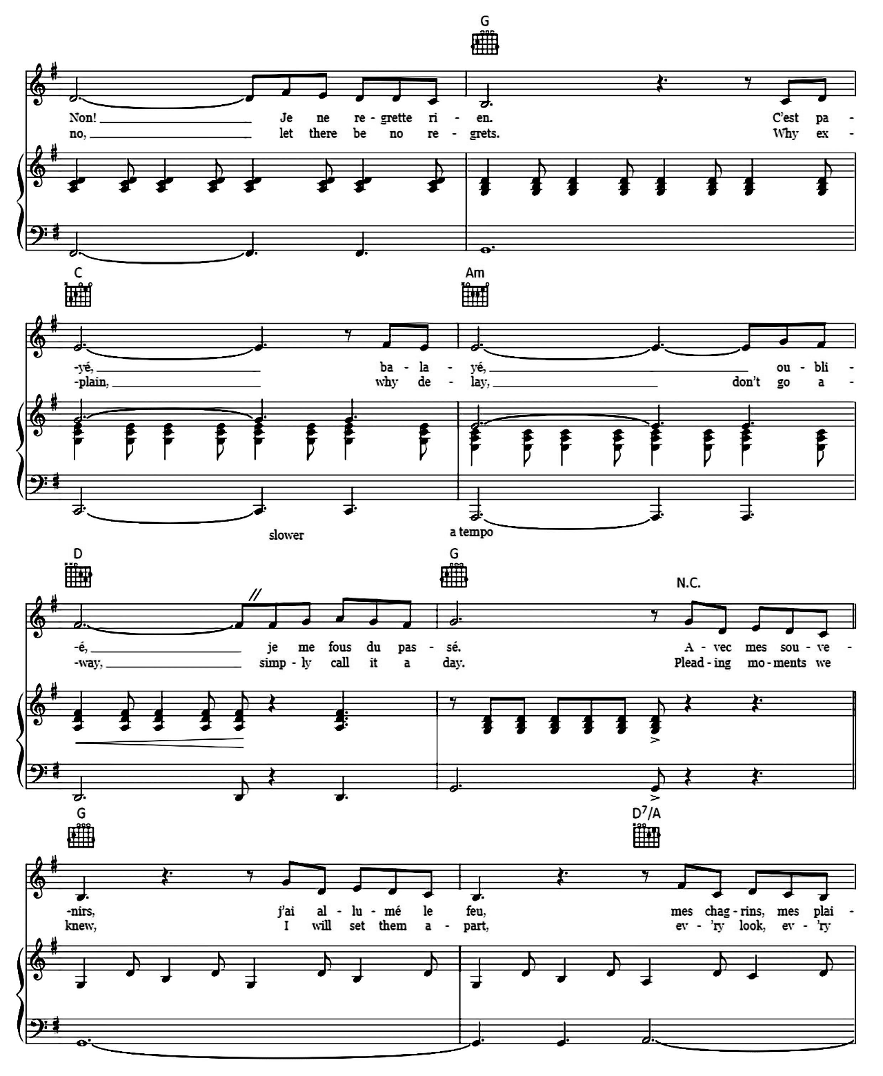 Non Je Ne Regrette Rien sheet music 3