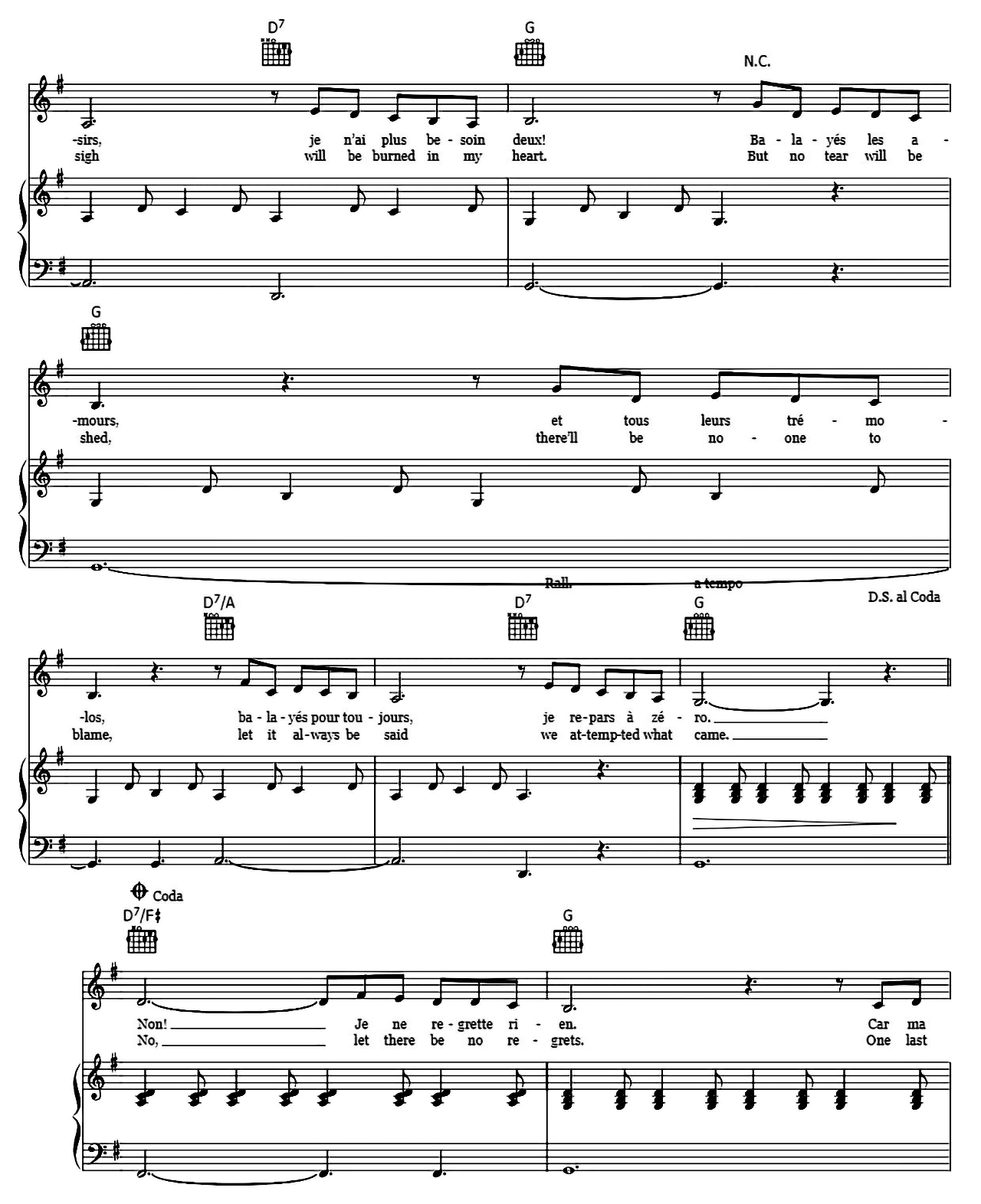 Non Je Ne Regrette Rien sheet music 4