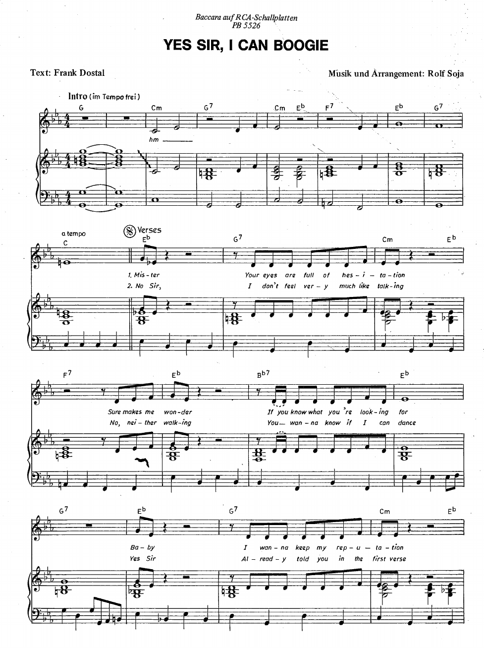 Yes Sir, I Can Boogie sheet music