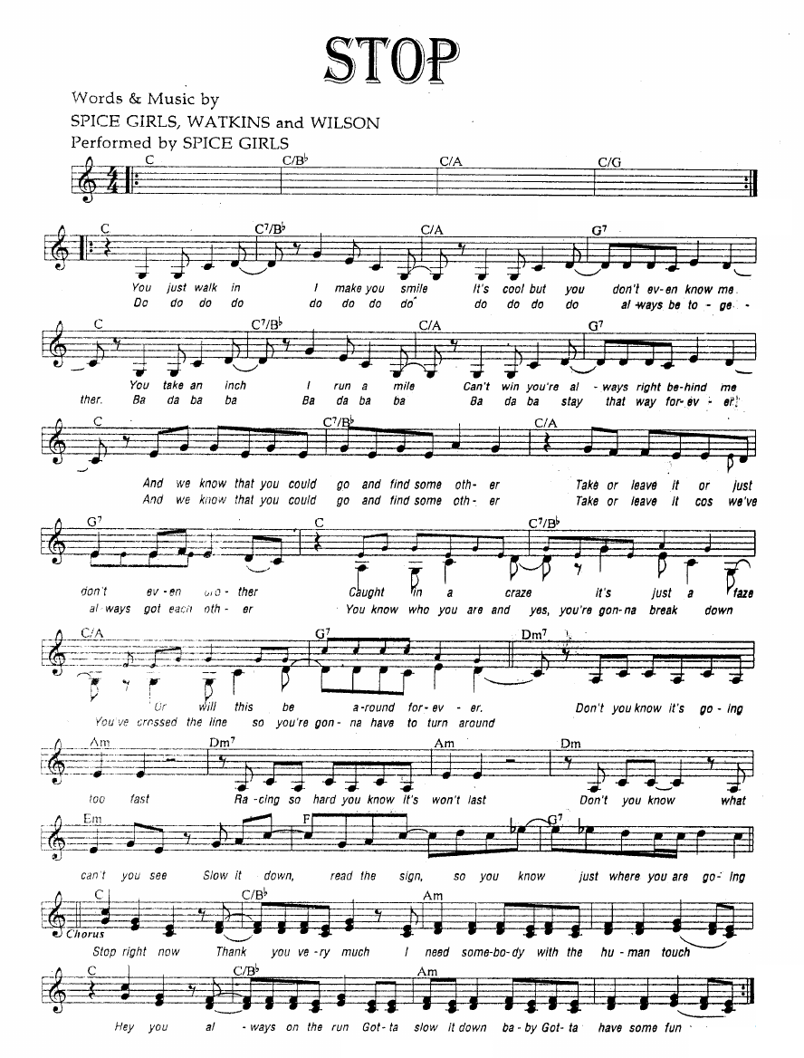 Stop sheet music