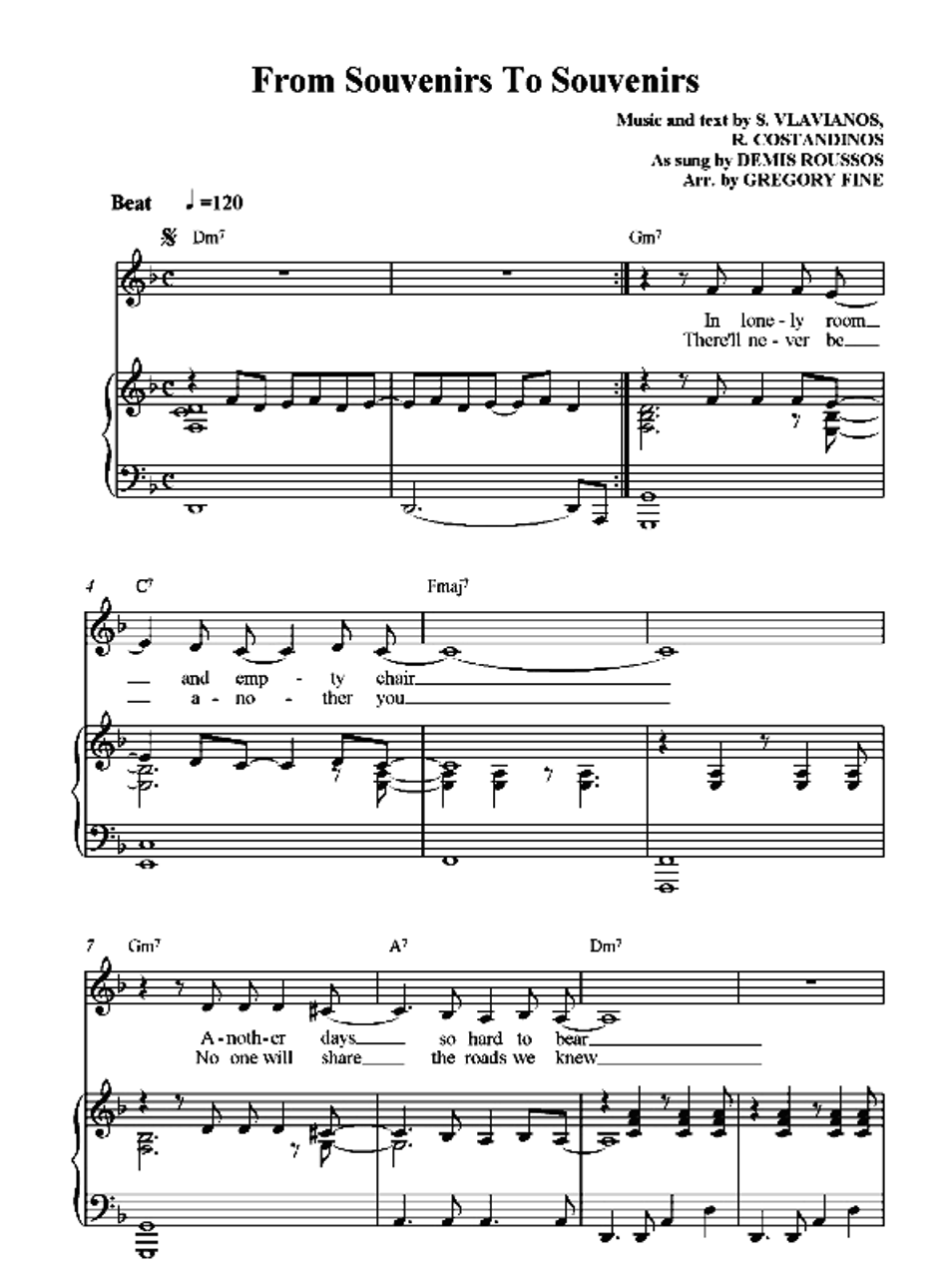 From Souvenirs To Souvenirs sheet music