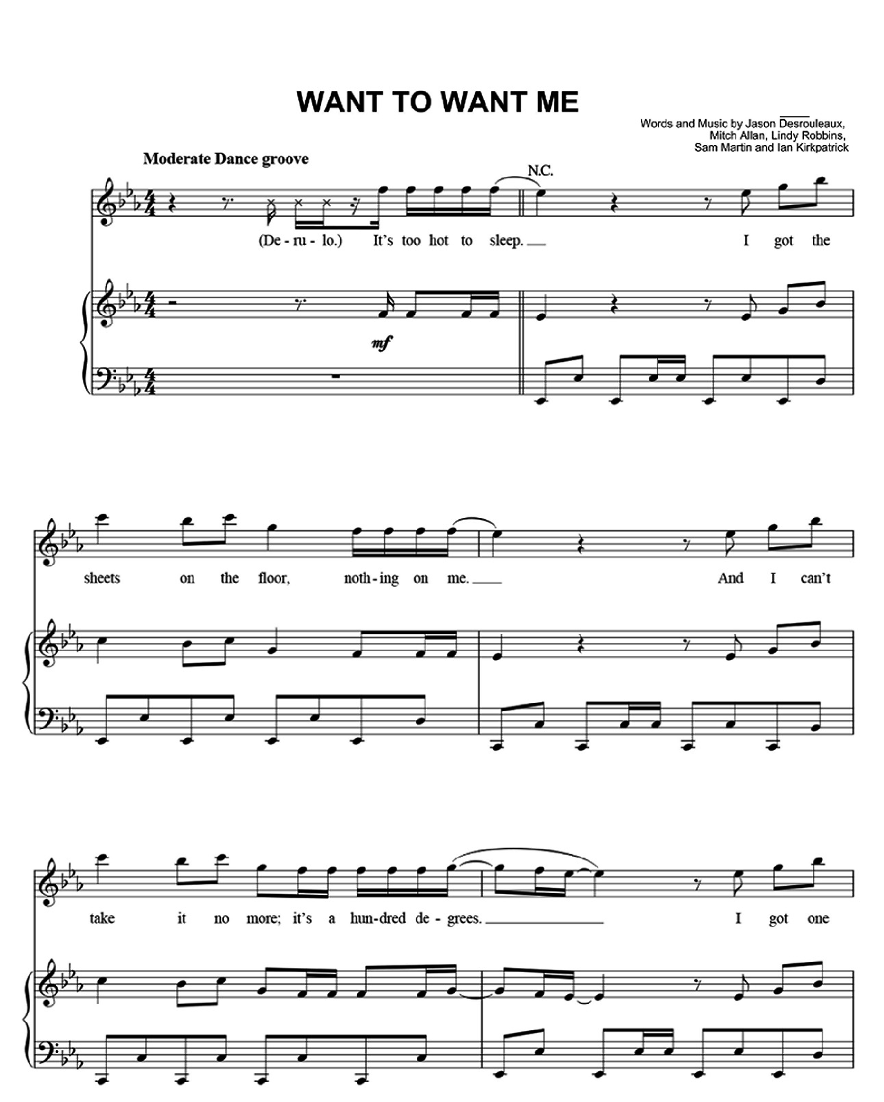 Want To Want Me sheet music