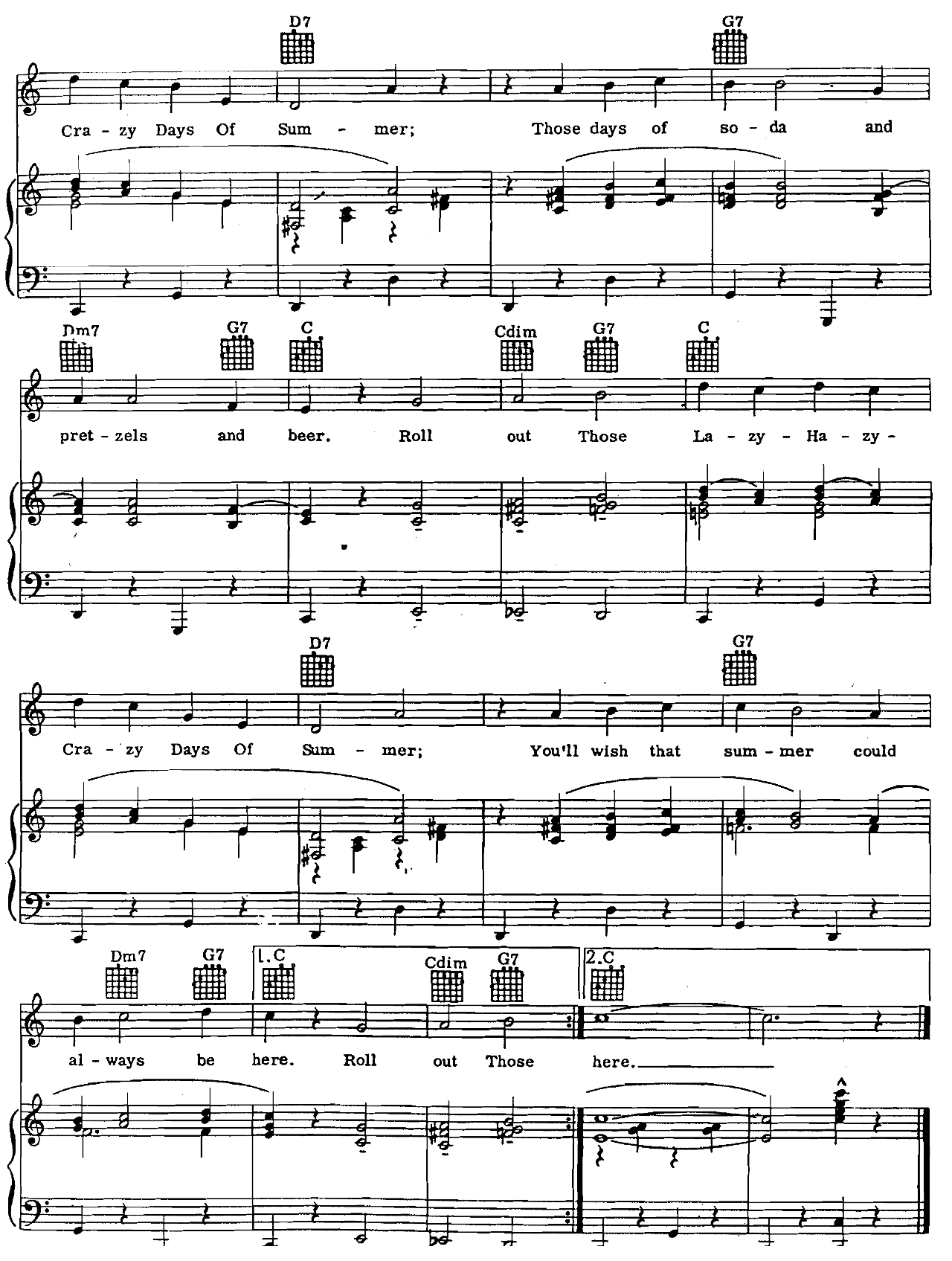 Those Lazy Hazy Crazy Days Of Summer sheet music 3