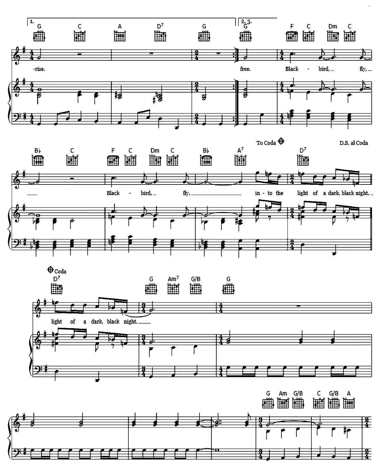 Blackbird sheet music 2