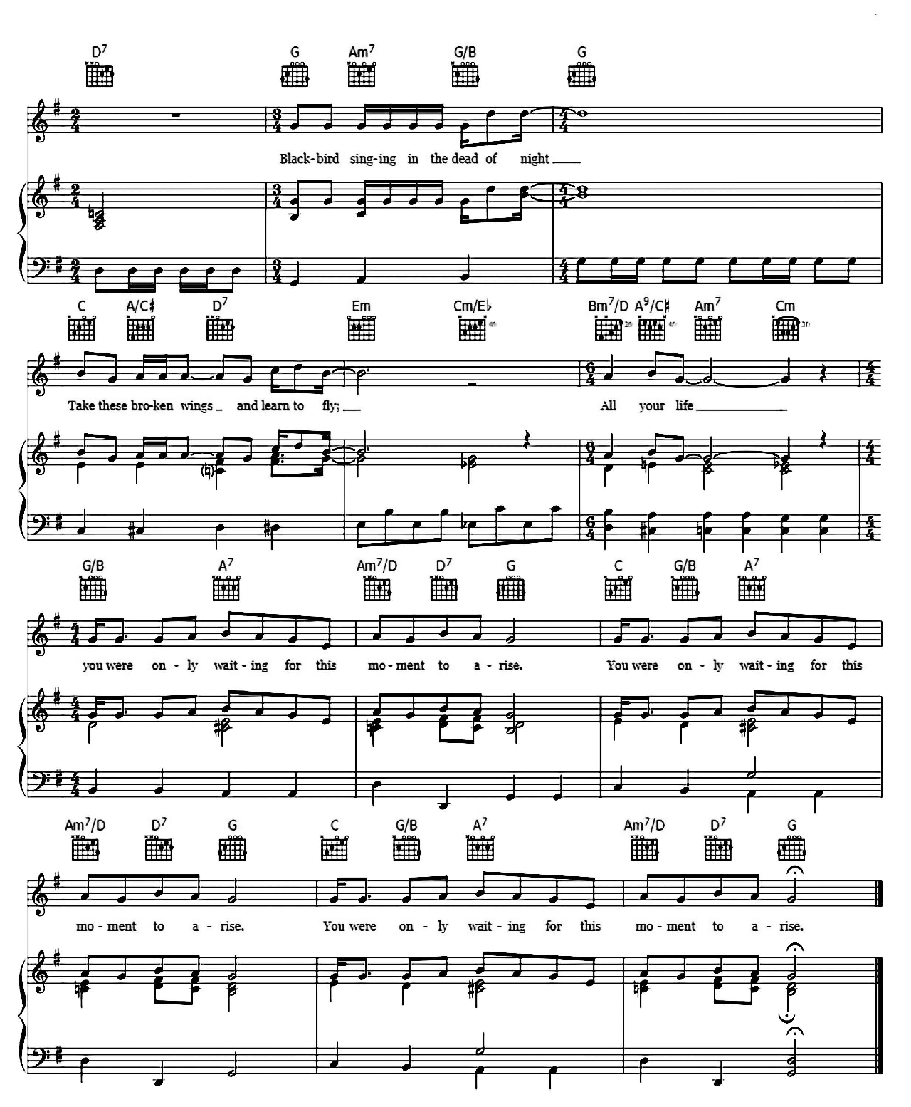 Blackbird sheet music 3