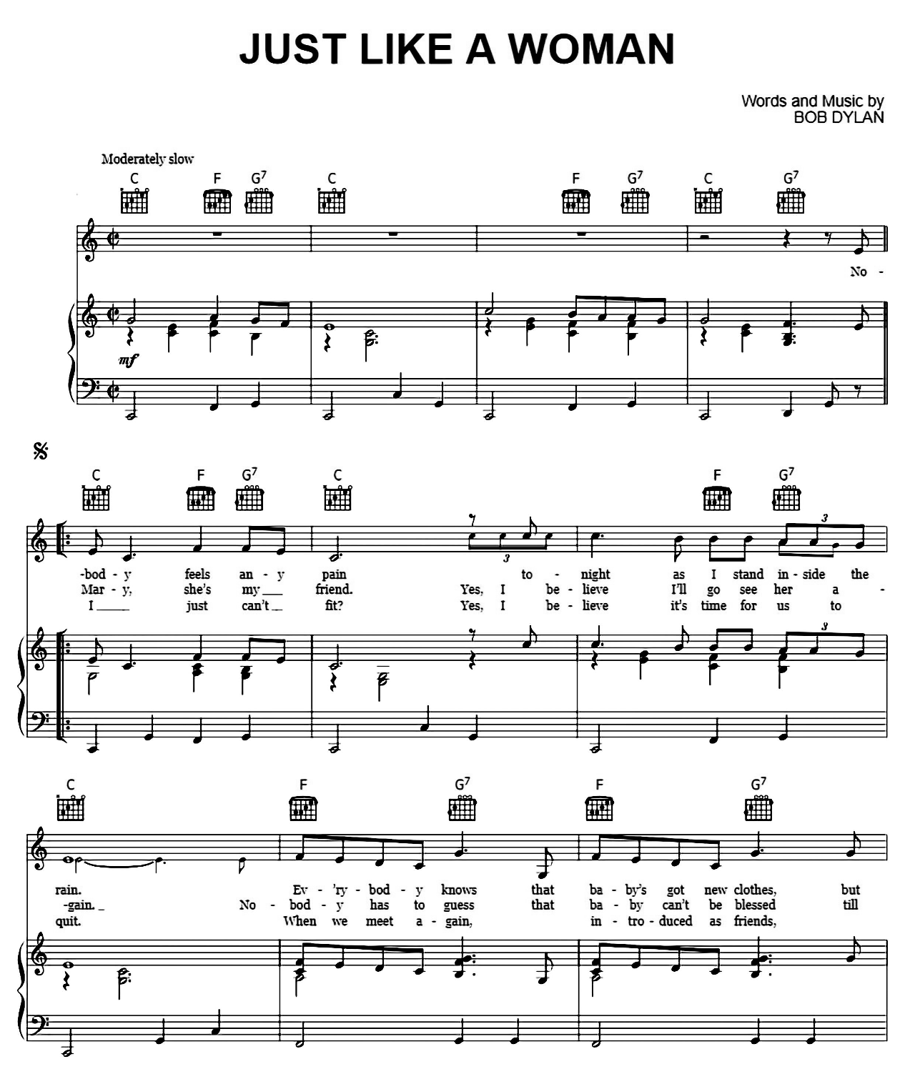 Just Like A Woman sheet music