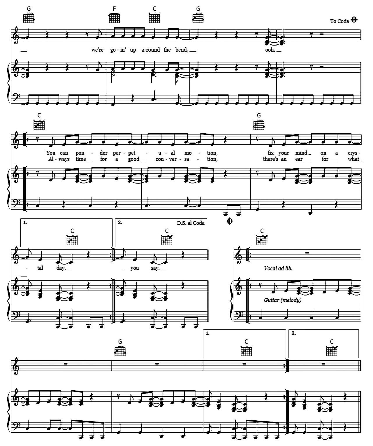 Up Around The Bend sheet music 3
