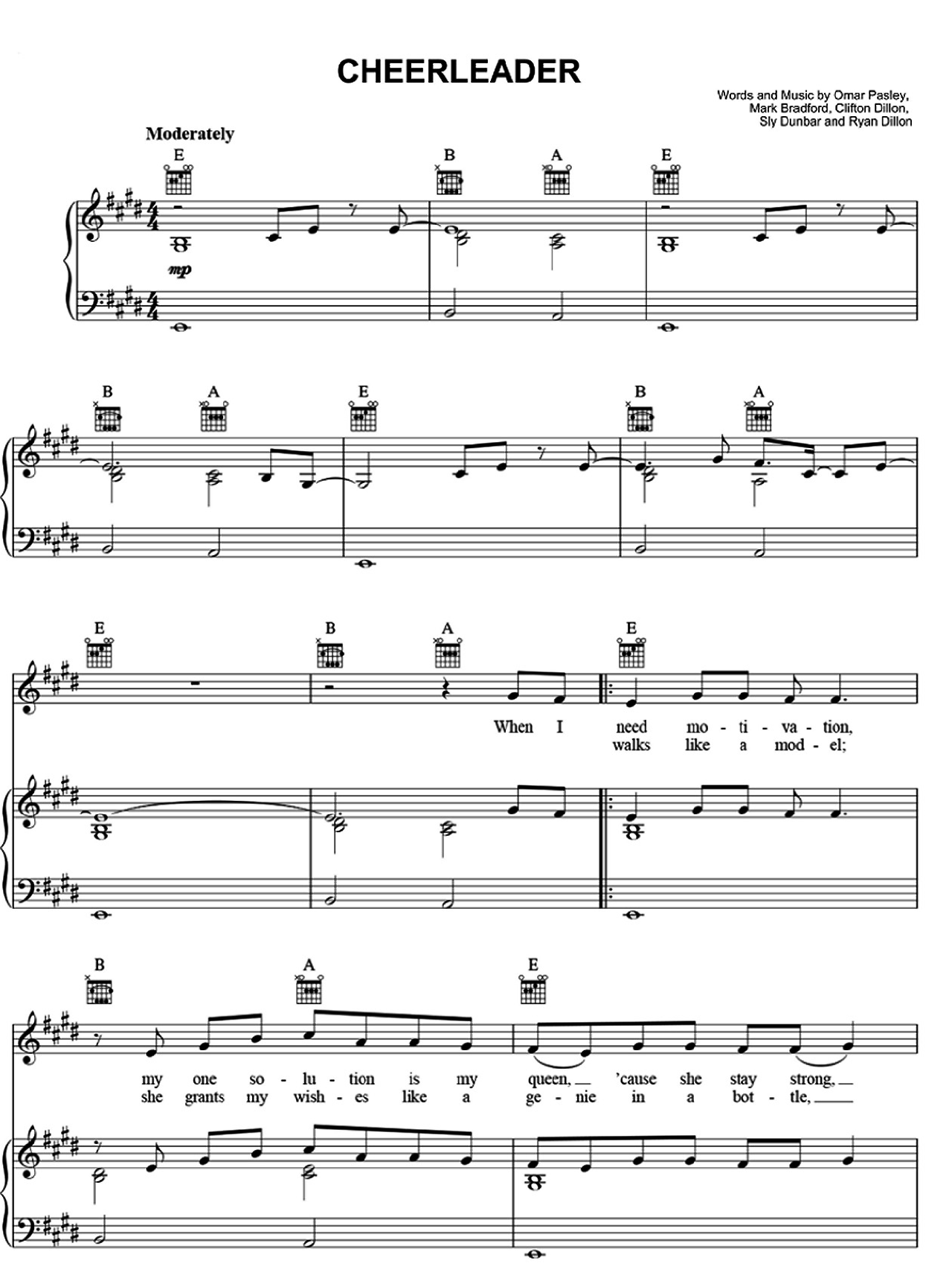 Cheerleader sheet music