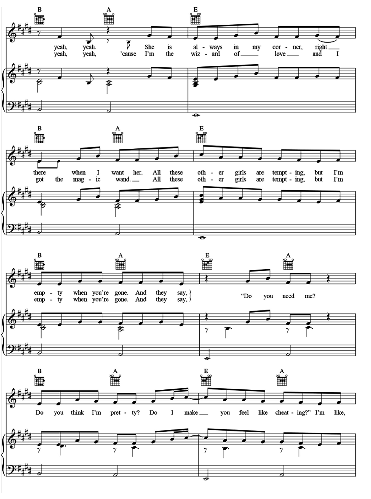 Cheerleader sheet music 2