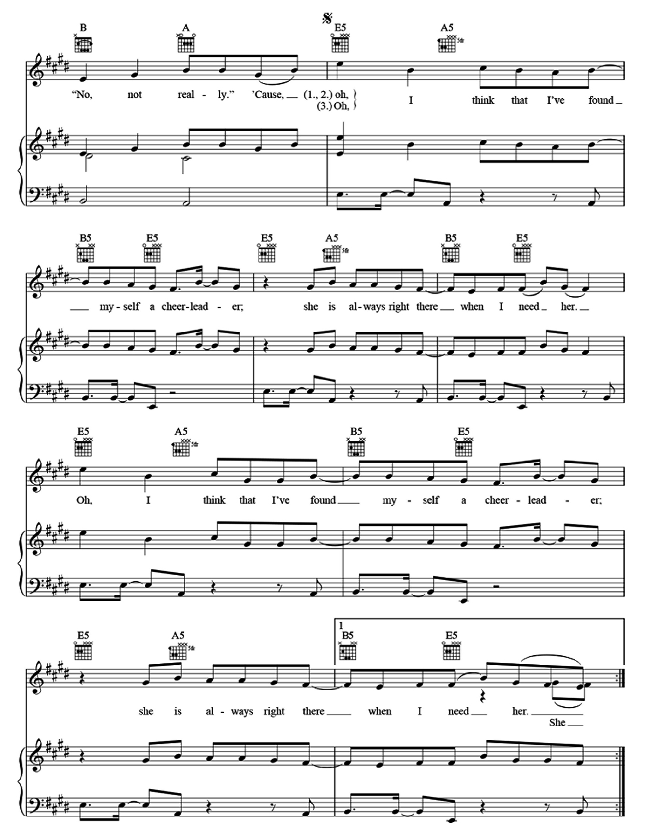 Cheerleader sheet music 3