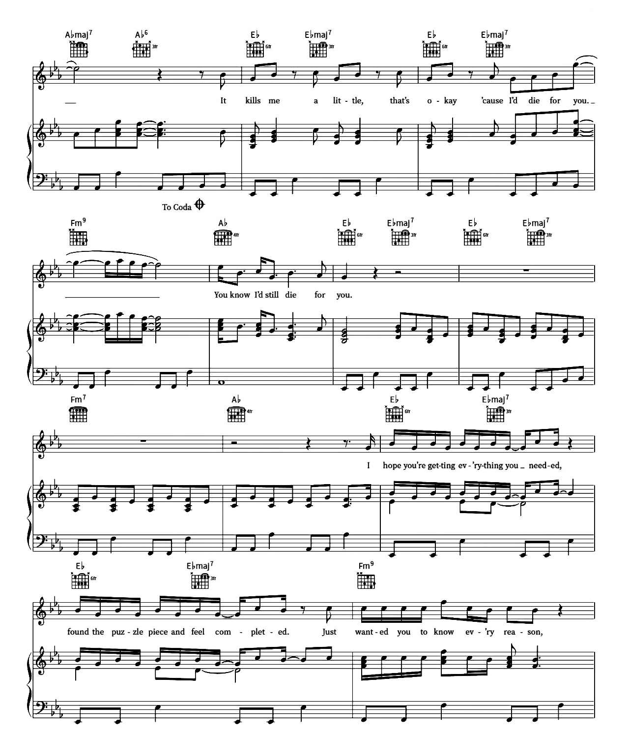 Die For You sheet music 3