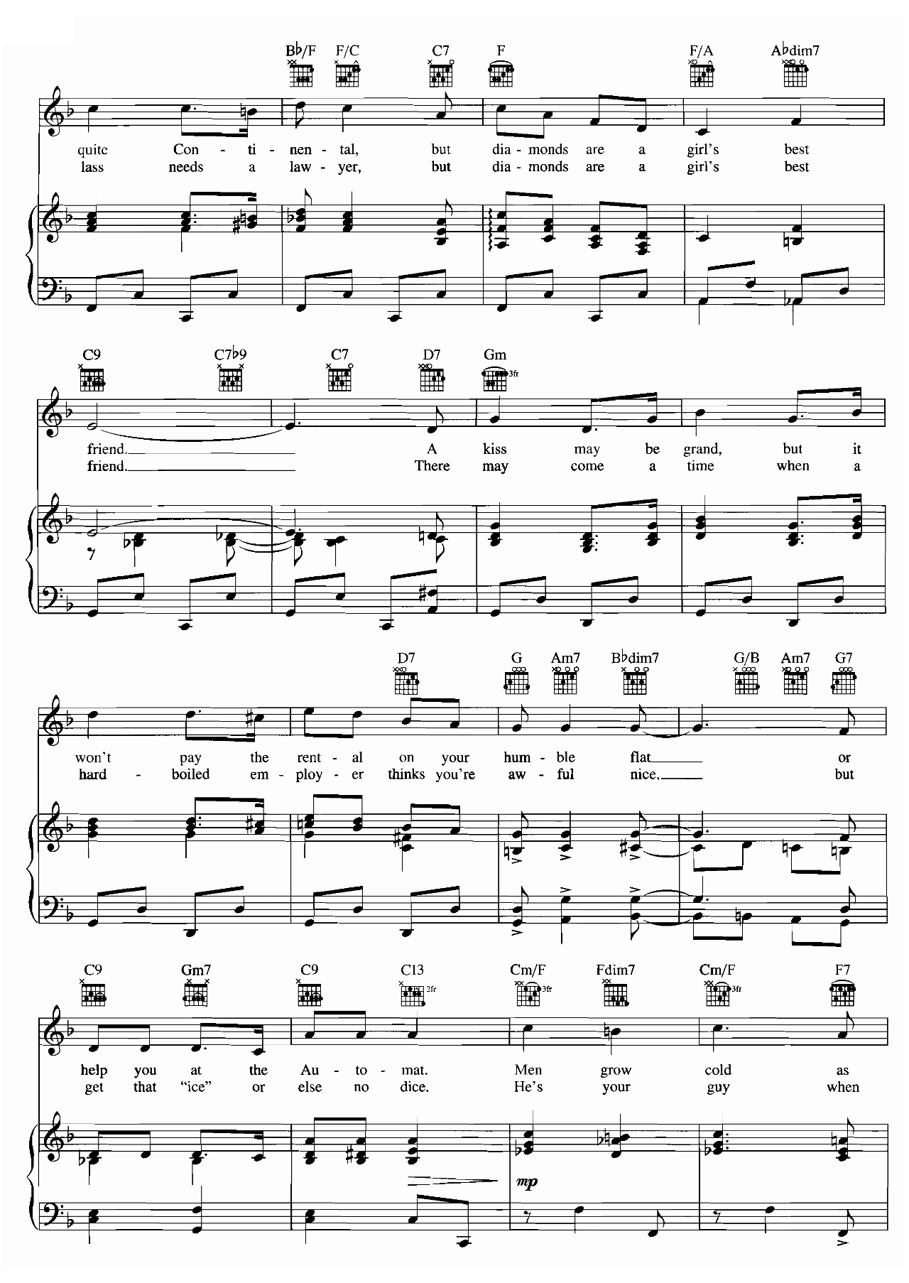 Diamonds Are A Girl's Best Friend (From Gentlemen Prefer Blondes) sheet music 3