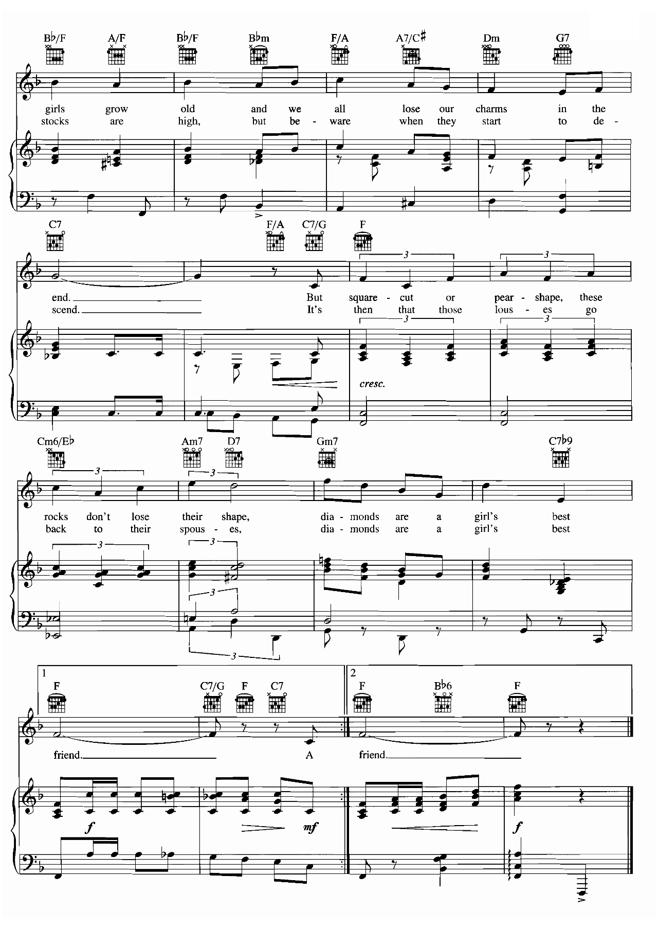 Diamonds Are A Girl's Best Friend (From Gentlemen Prefer Blondes) sheet music 4