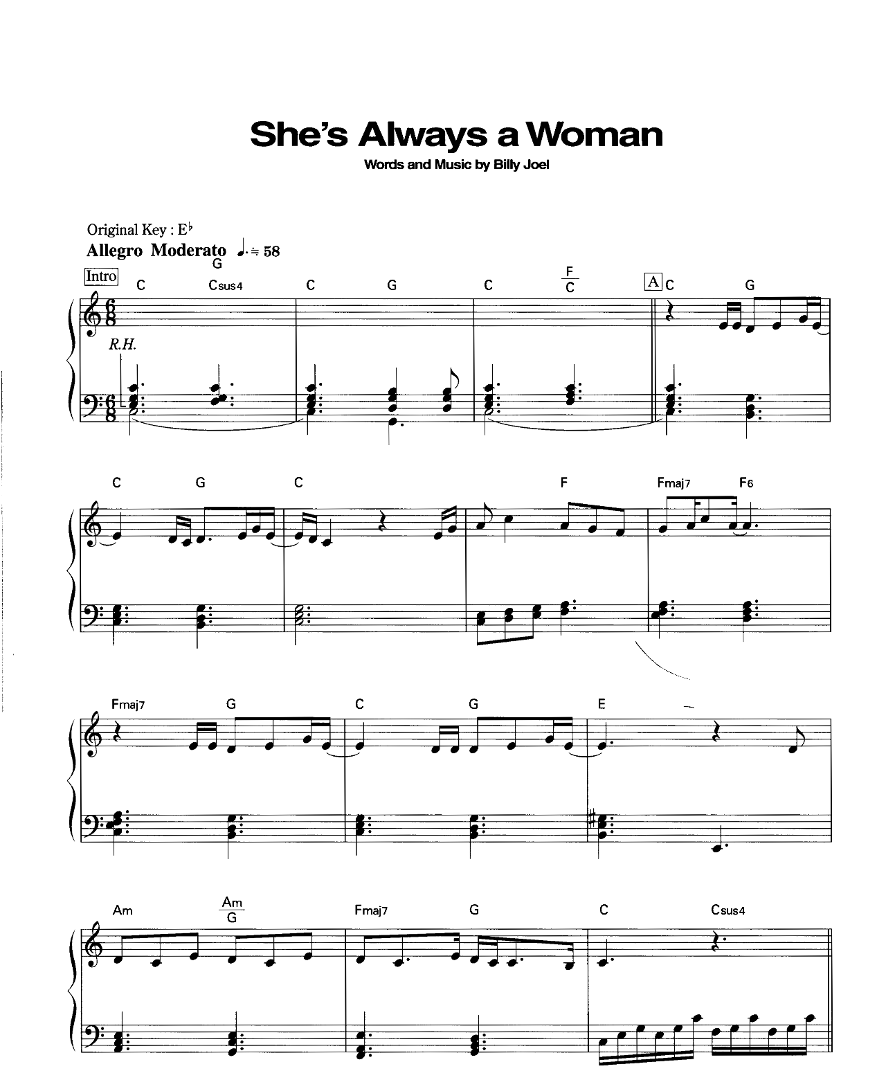 She's Always A Woman sheet music