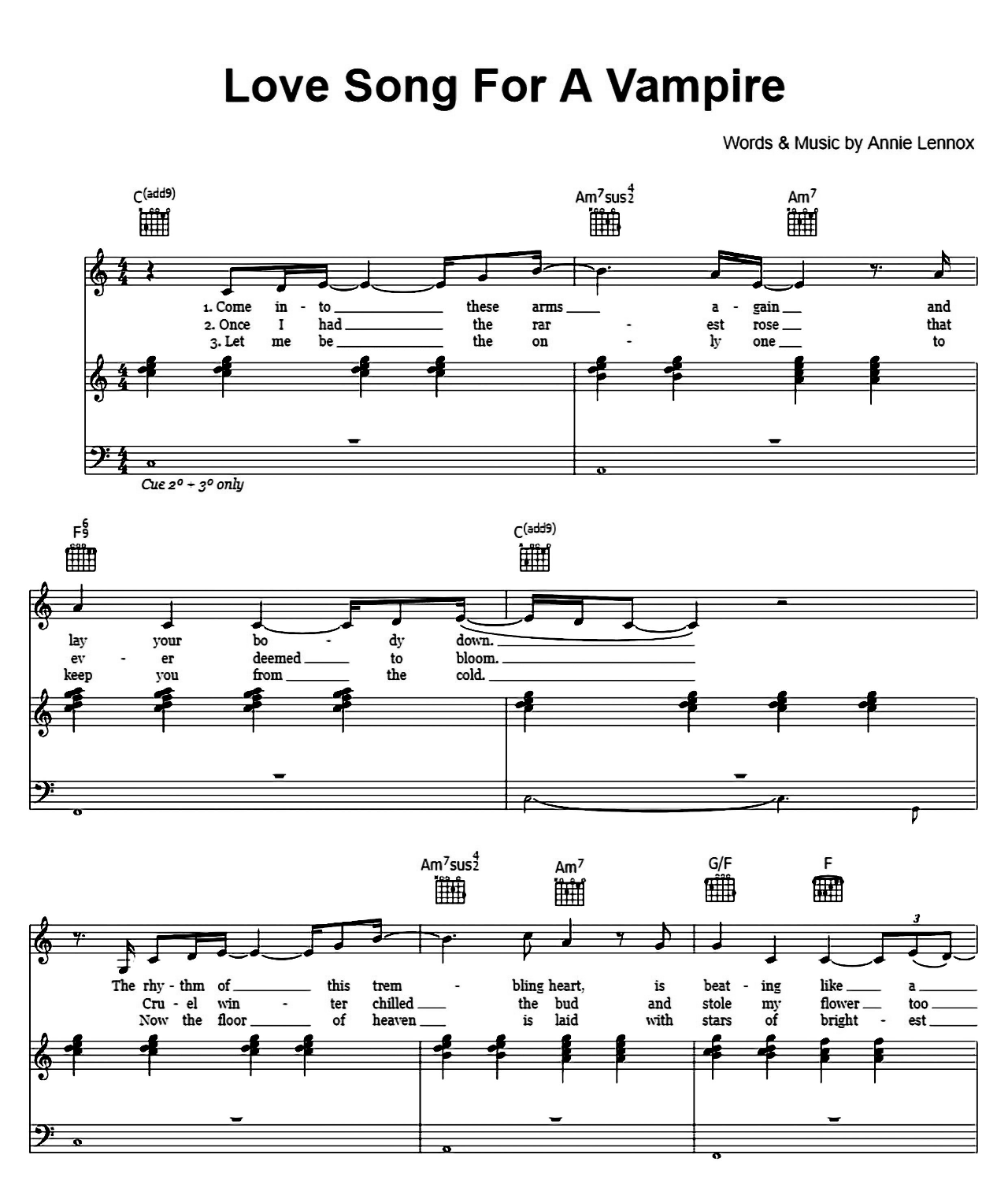 Love Song For A Vampire sheet music