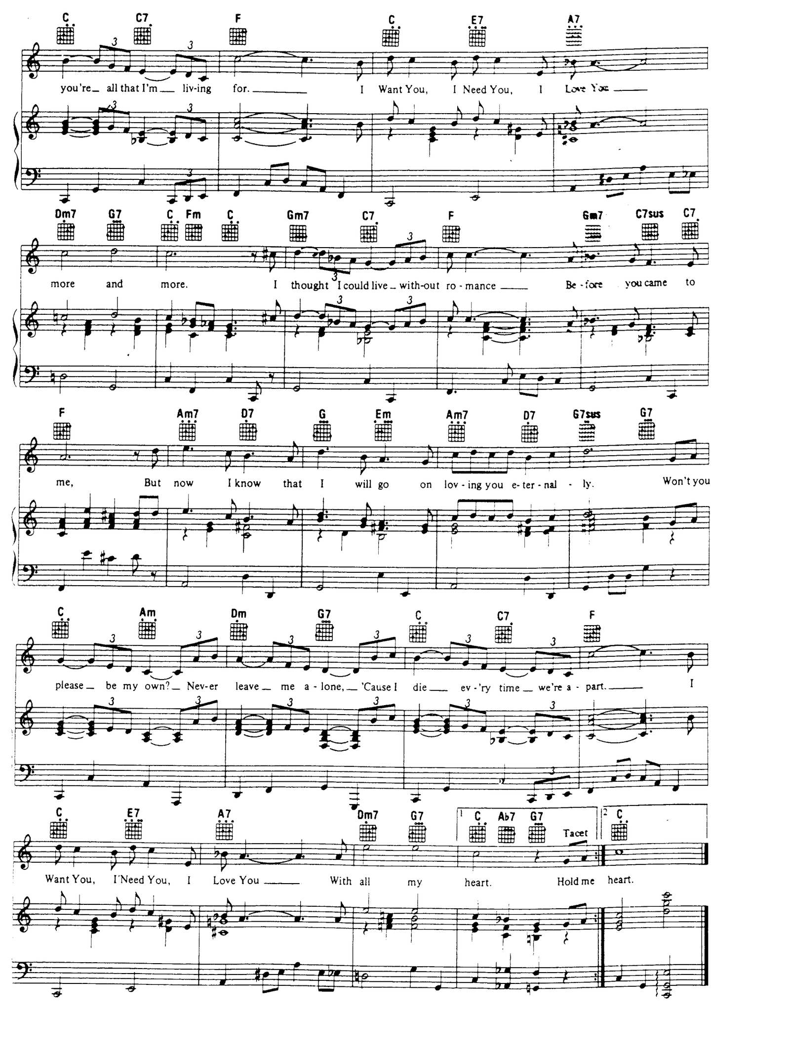 I Want You, I Need You, I Love You sheet music 2